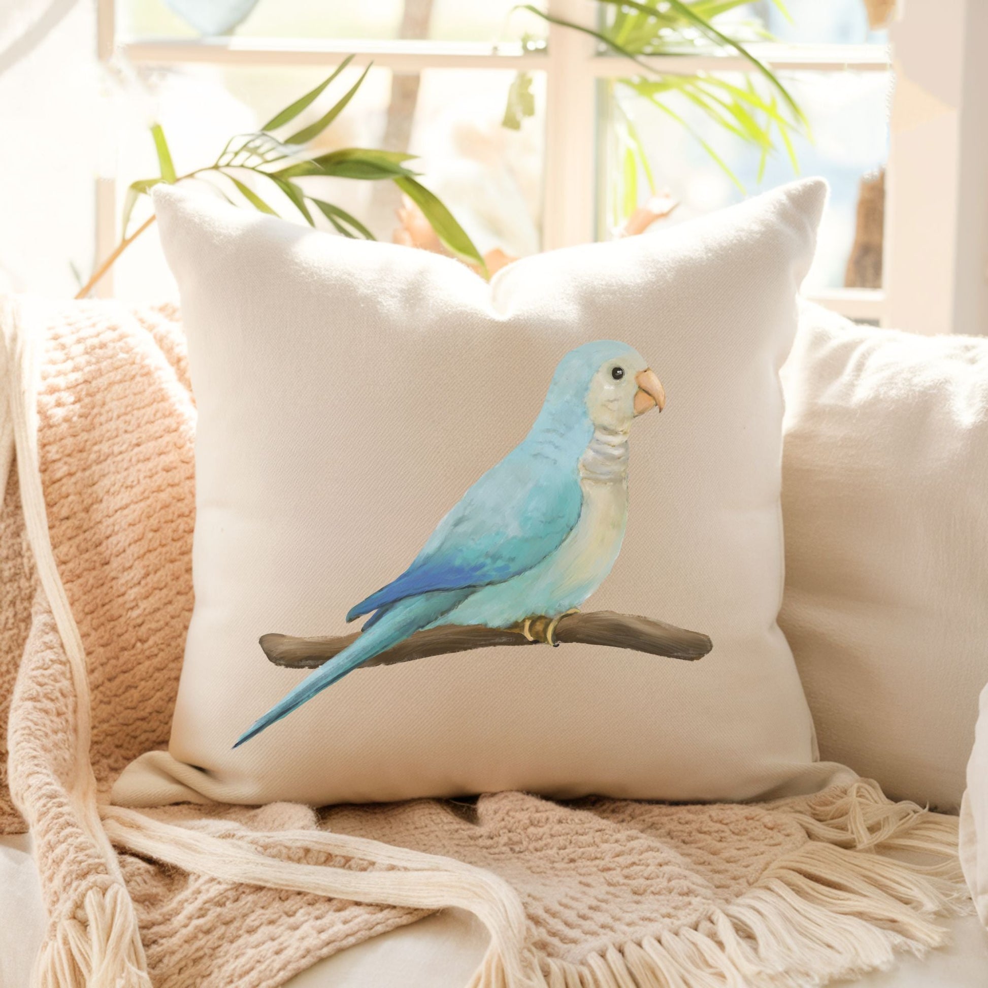 Quaker Parrot Pillow - MerikaArt