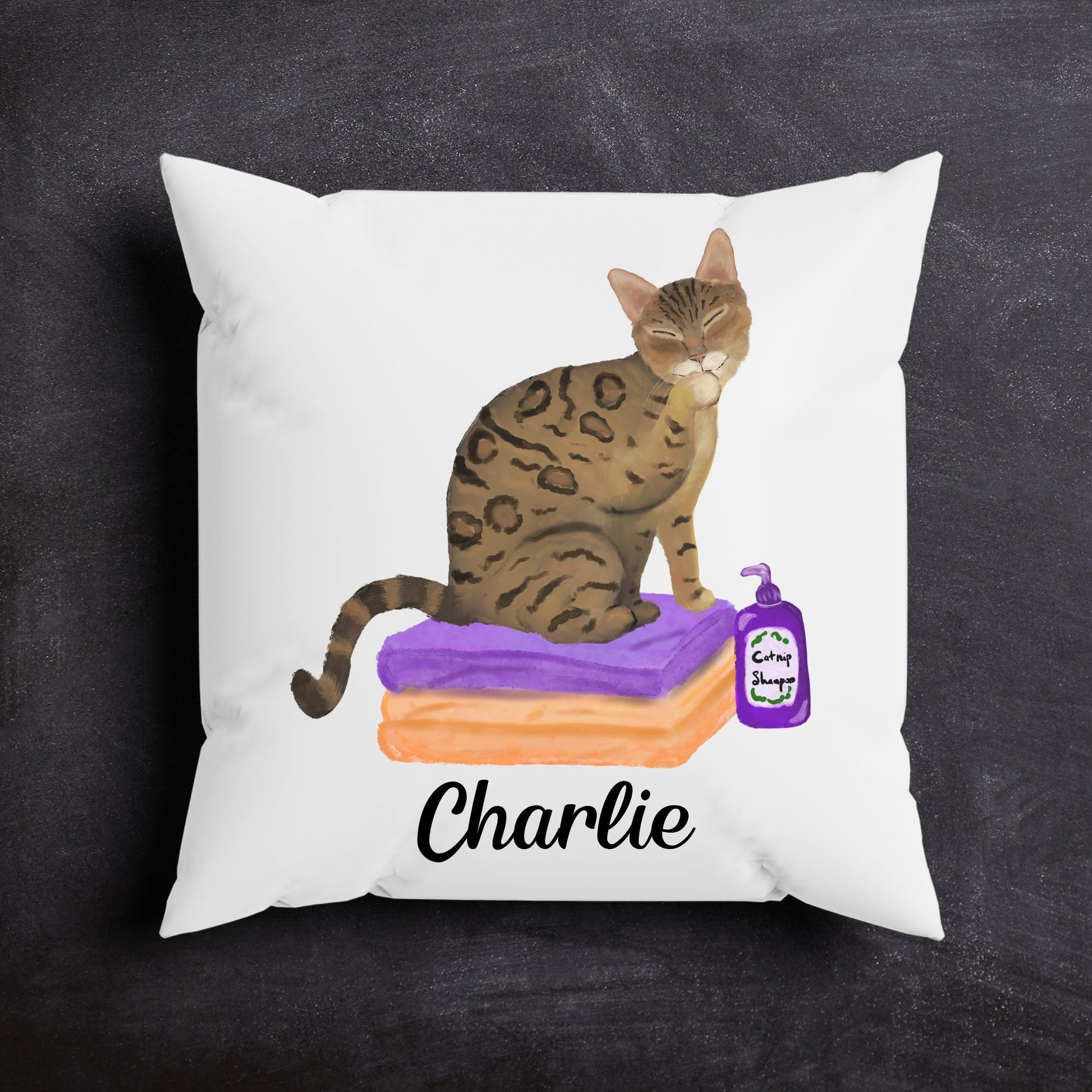 Quirky Bengal Cat Pillow - Fun and Whimsical Home Decor - MerikaArt