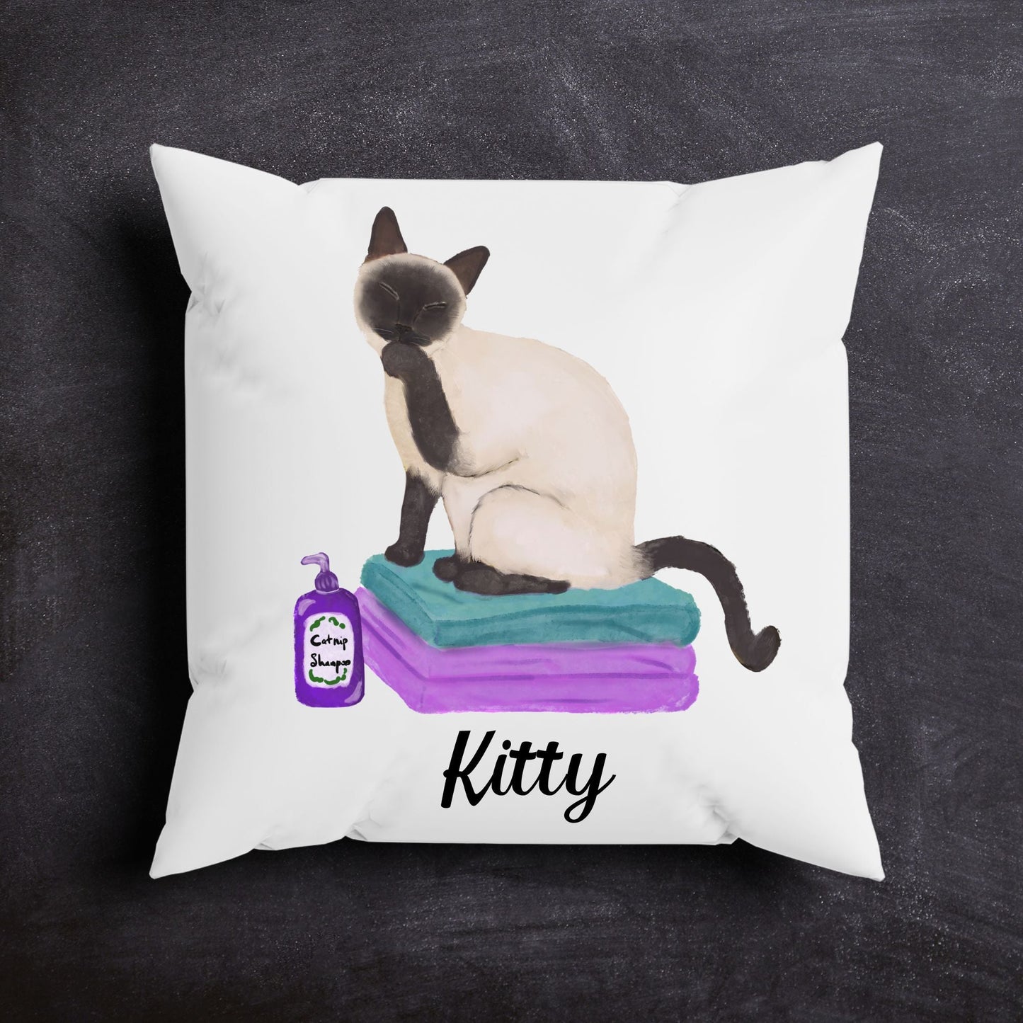 Quirky Siamese Cat Pillow - Fun and Playful Home Decor - MerikaArt