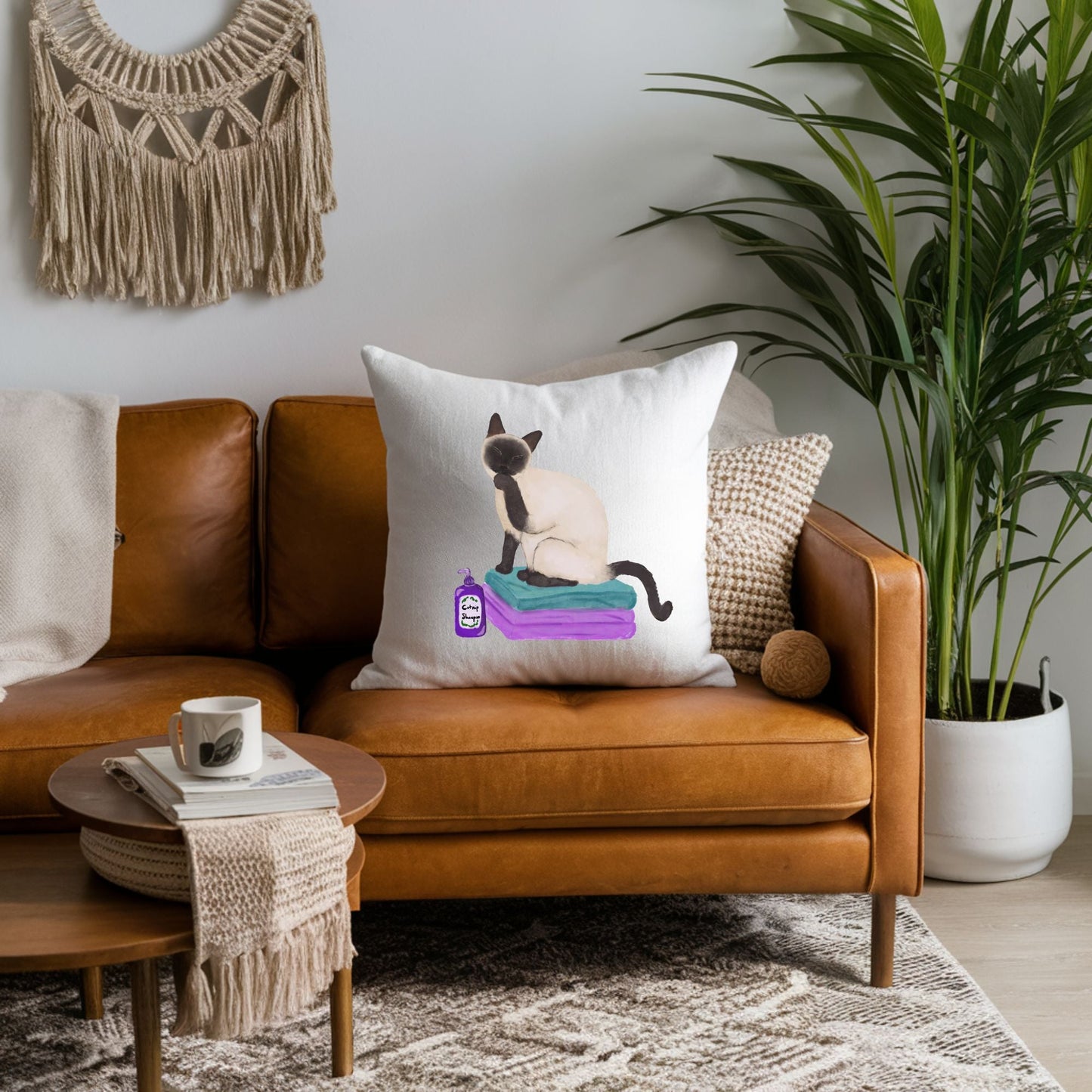 Quirky Siamese Cat Pillow - Fun and Playful Home Decor - MerikaArt