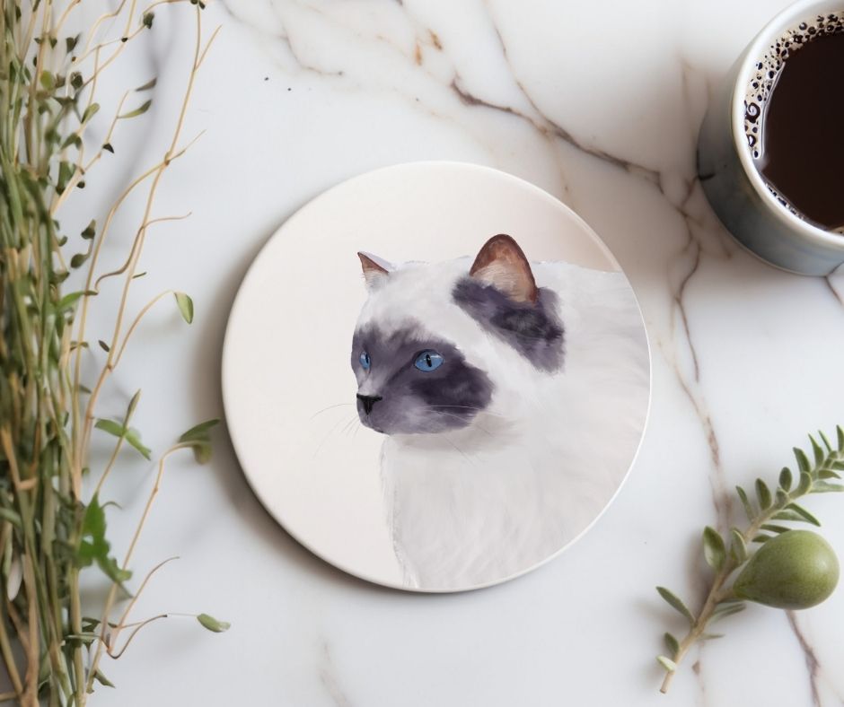 Ragdoll Cat Ceramic Coaster - MerikaArt