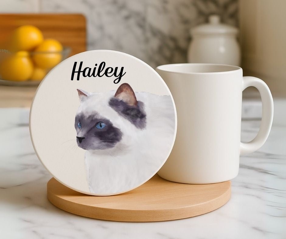 Ragdoll Cat Ceramic Coaster - MerikaArt