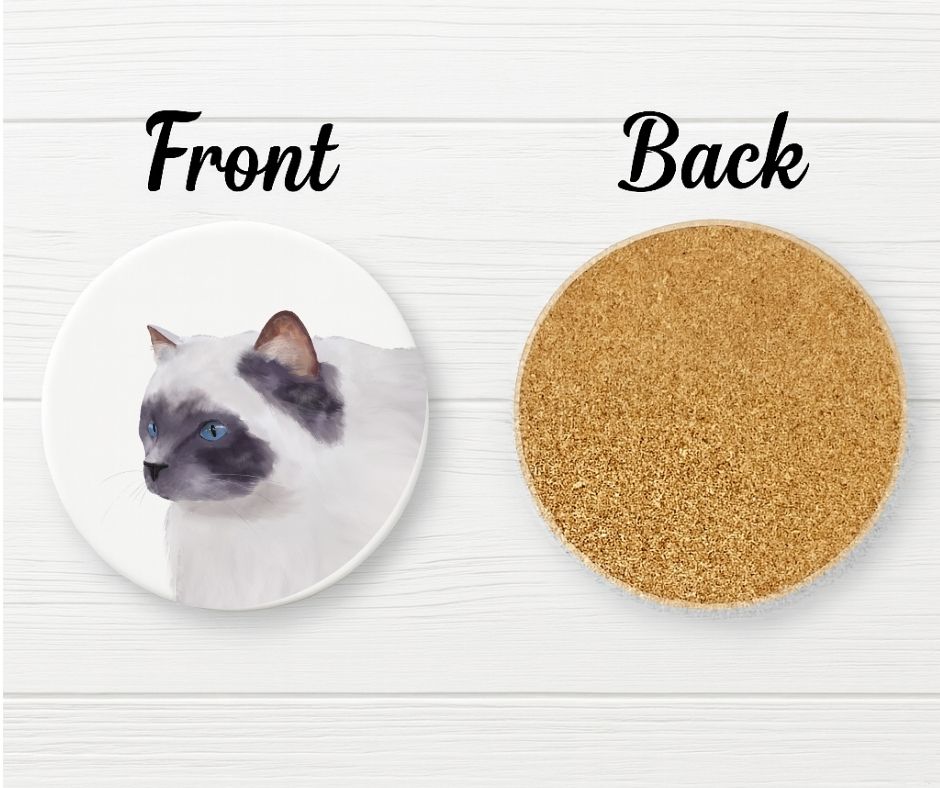 Ragdoll Cat Ceramic Coaster - MerikaArt