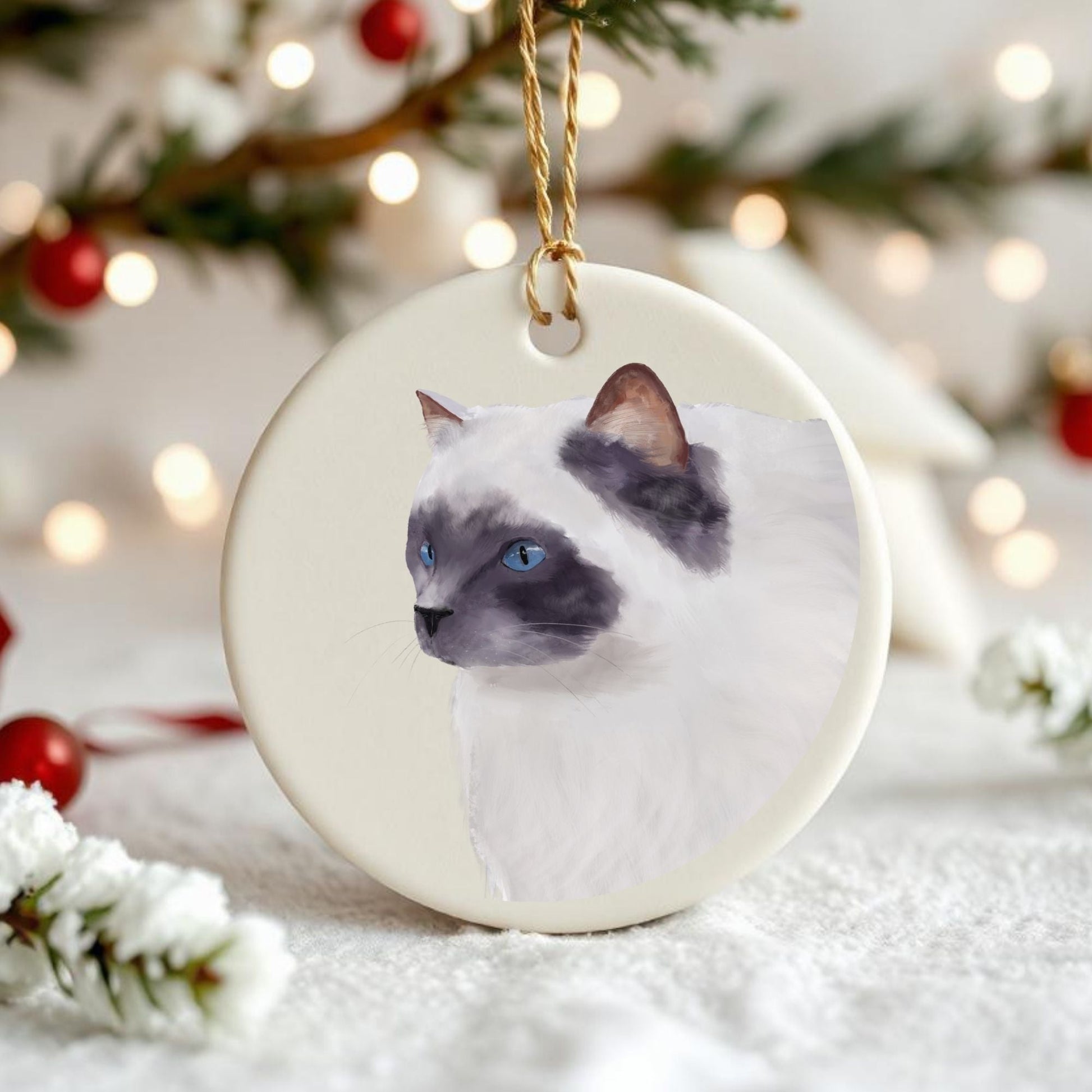 Ragdoll Cat Ceramic Ornament - MerikaArt