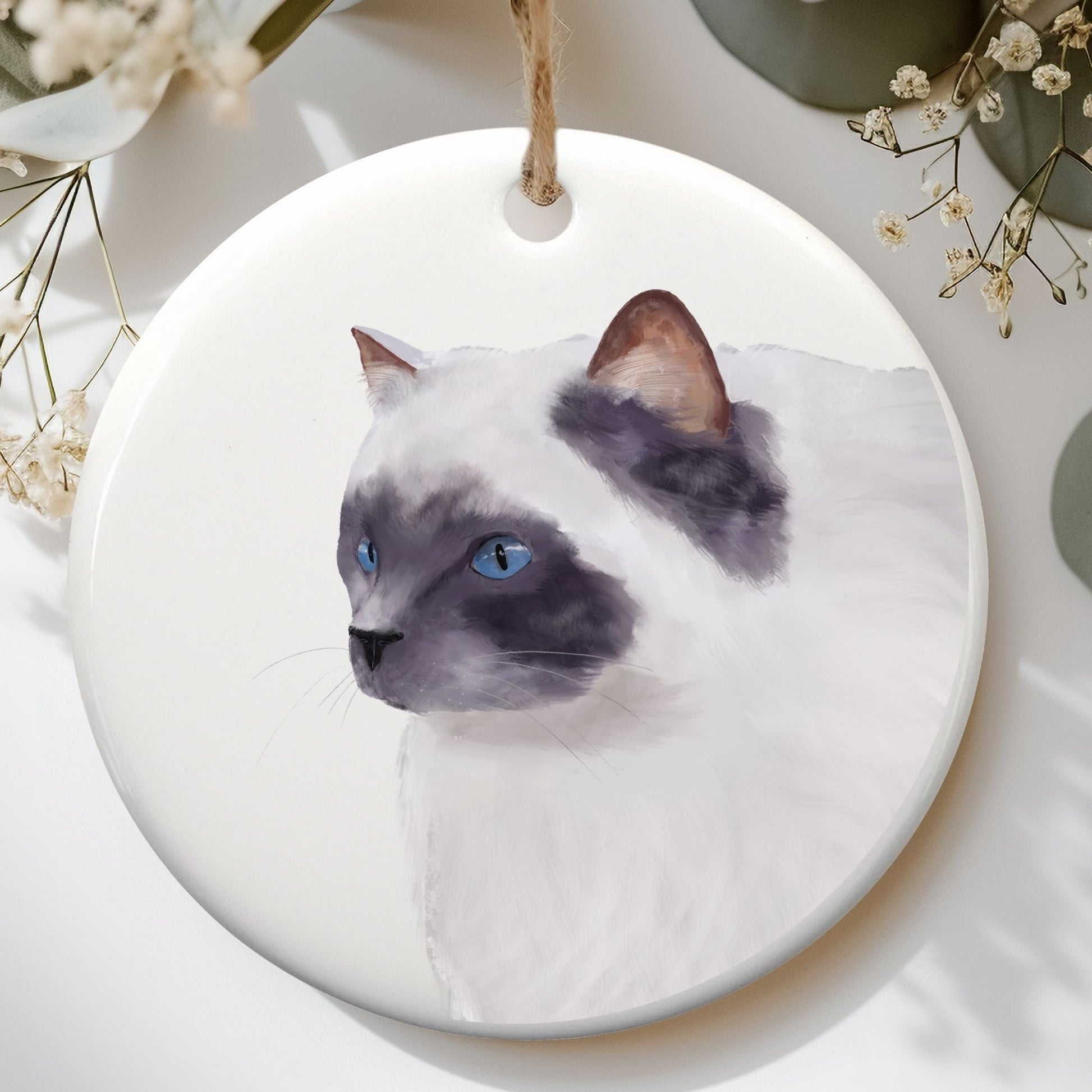 Ragdoll Cat Ceramic Ornament - MerikaArt