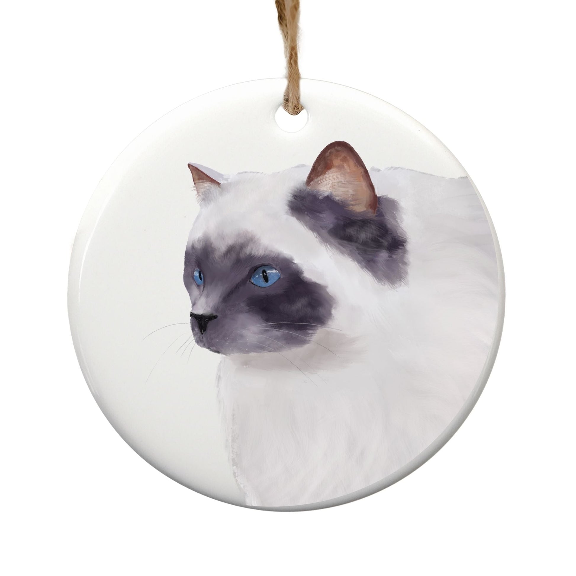 Ragdoll Cat Ceramic Ornament - MerikaArt