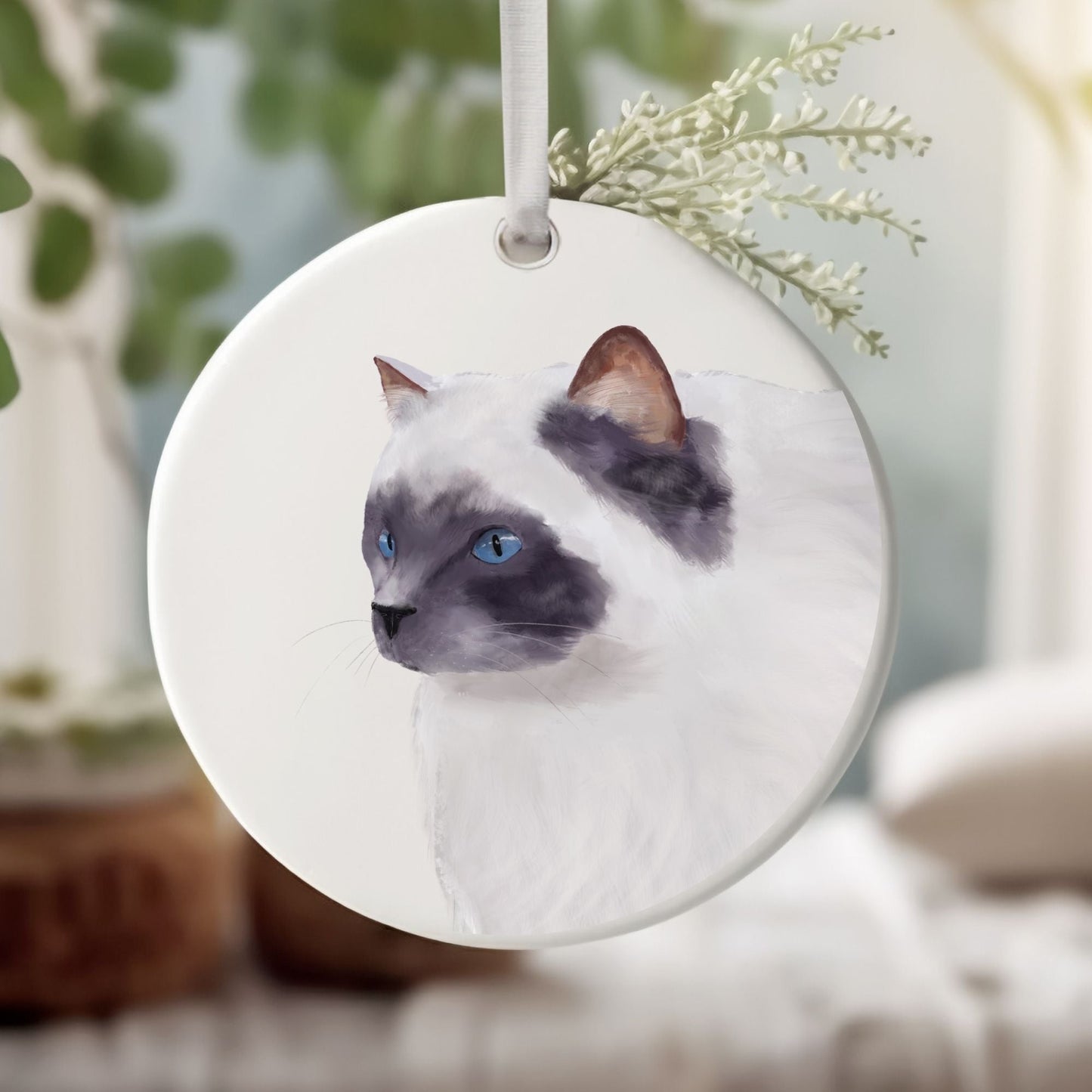Ragdoll Cat Ceramic Ornament - MerikaArt