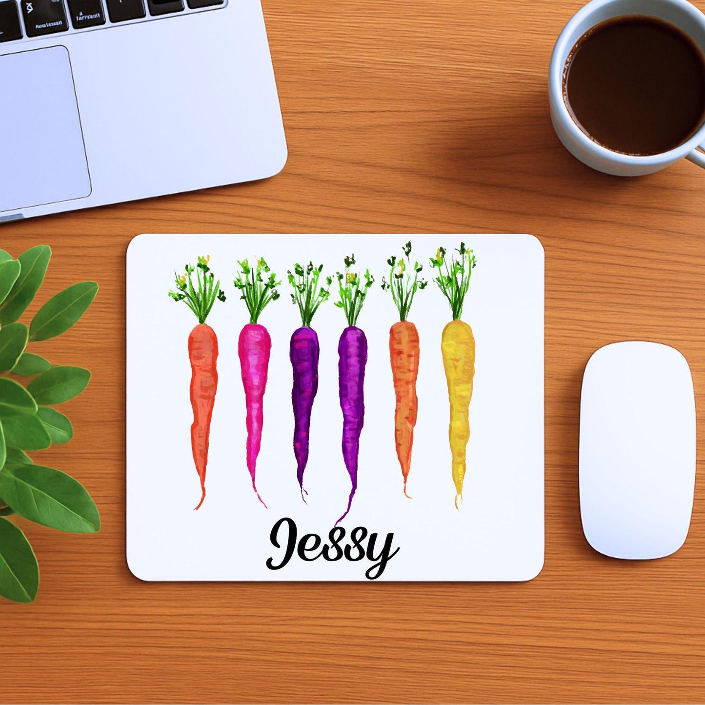 Rainbow Carrots Mousepad - MerikaArt