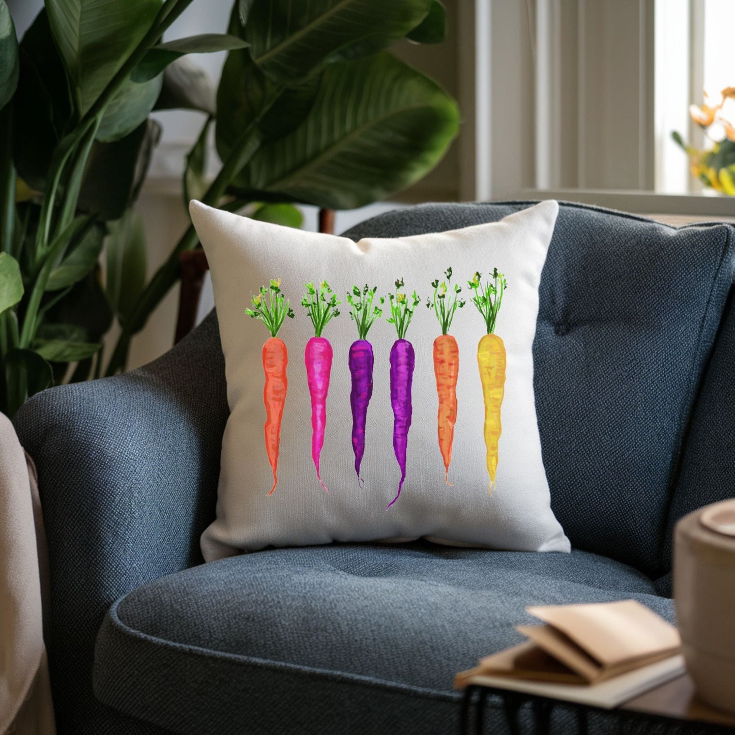 Rainbow Carrots Pillow - MerikaArt