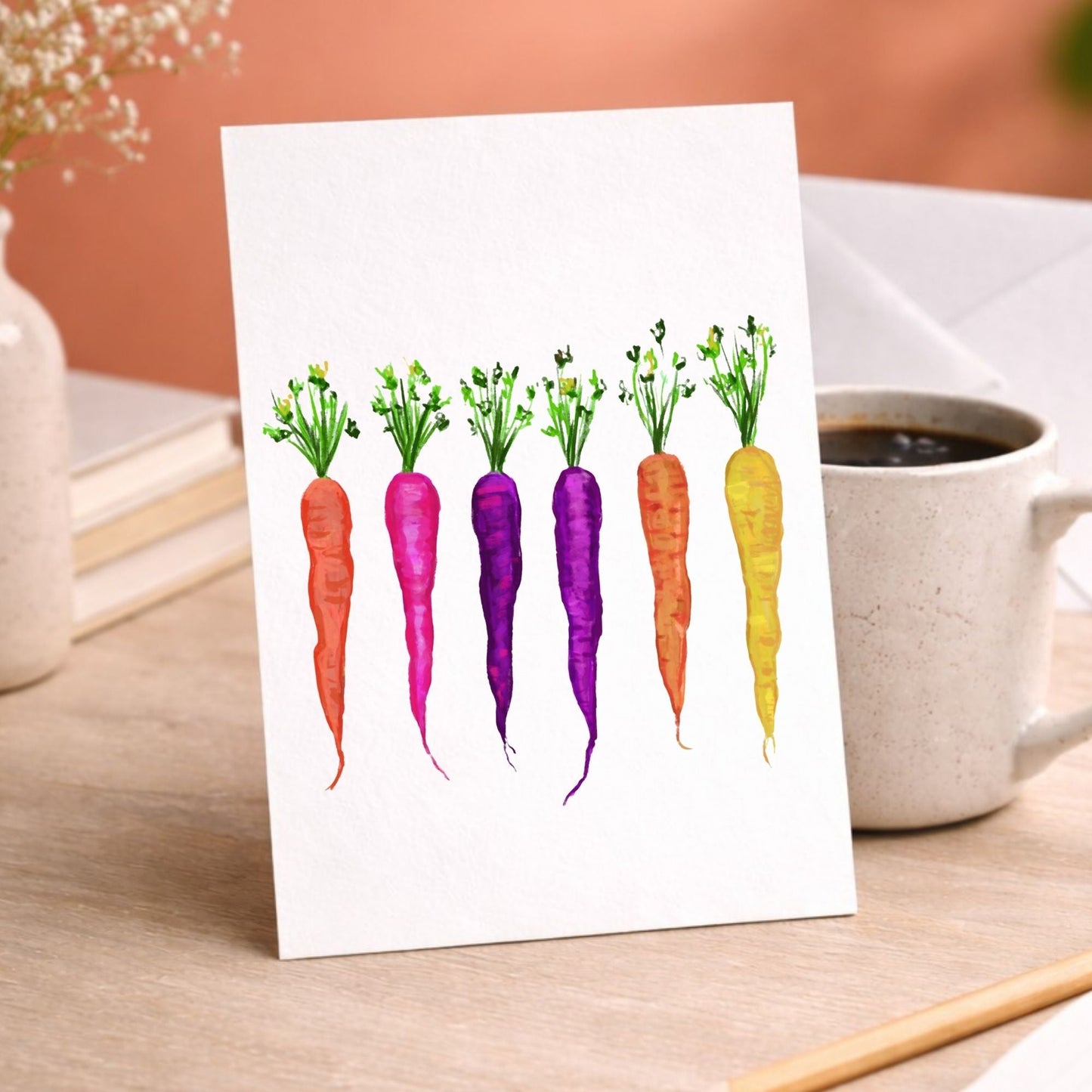 Rainbow Carrots Postcard - MerikaArt
