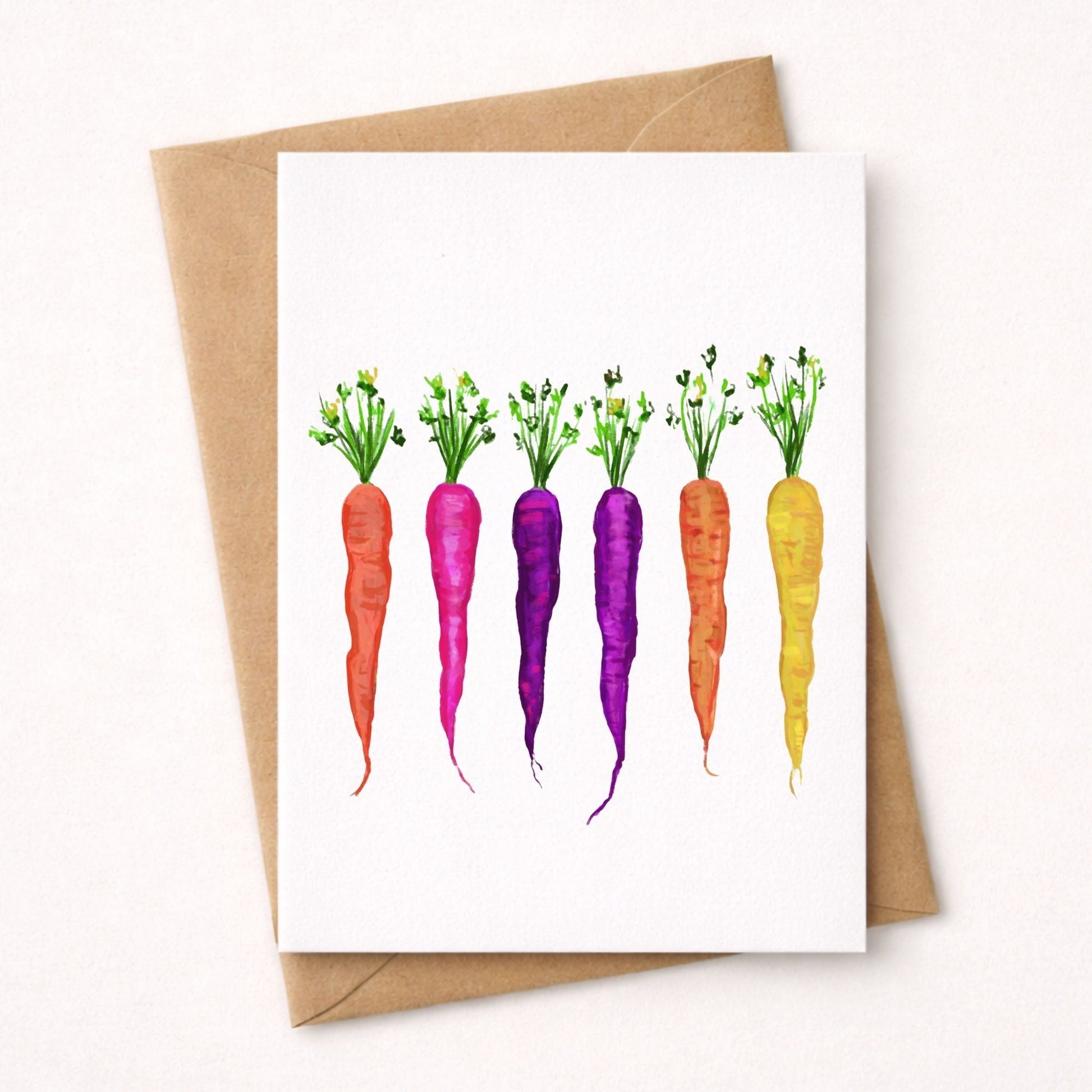 Rainbow Carrots Postcard - MerikaArt