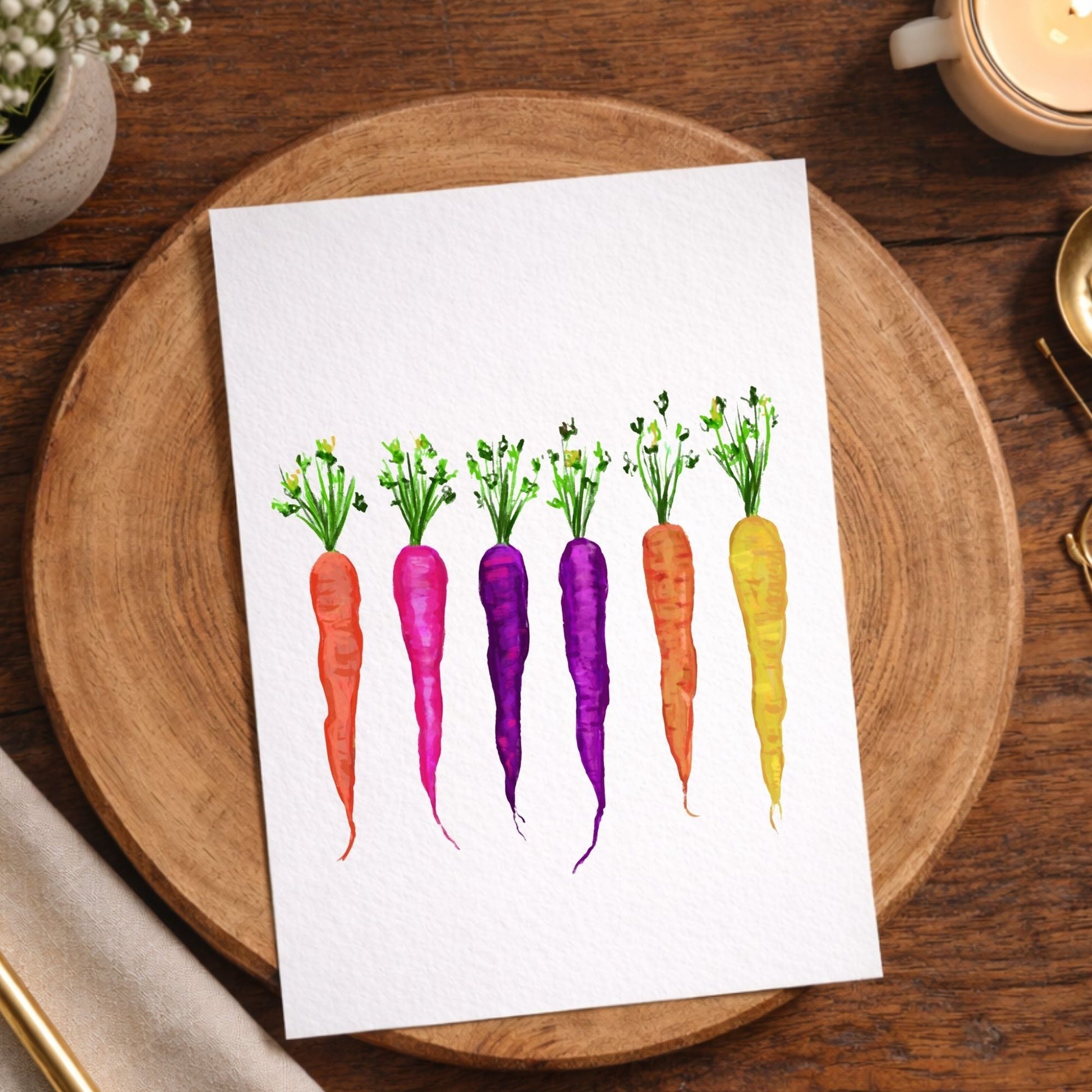 Rainbow Carrots Postcard - MerikaArt