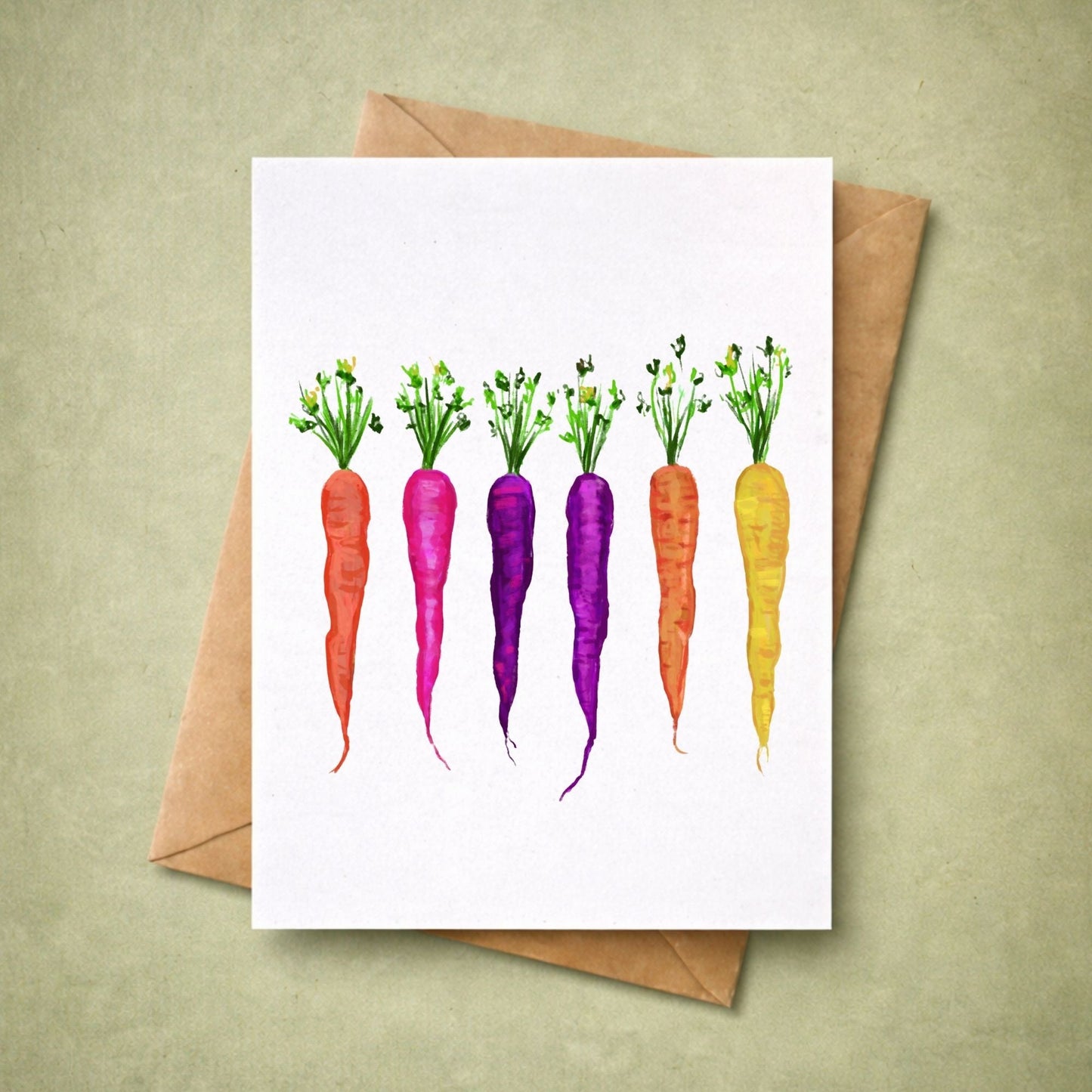 Rainbow Carrots Postcard - MerikaArt