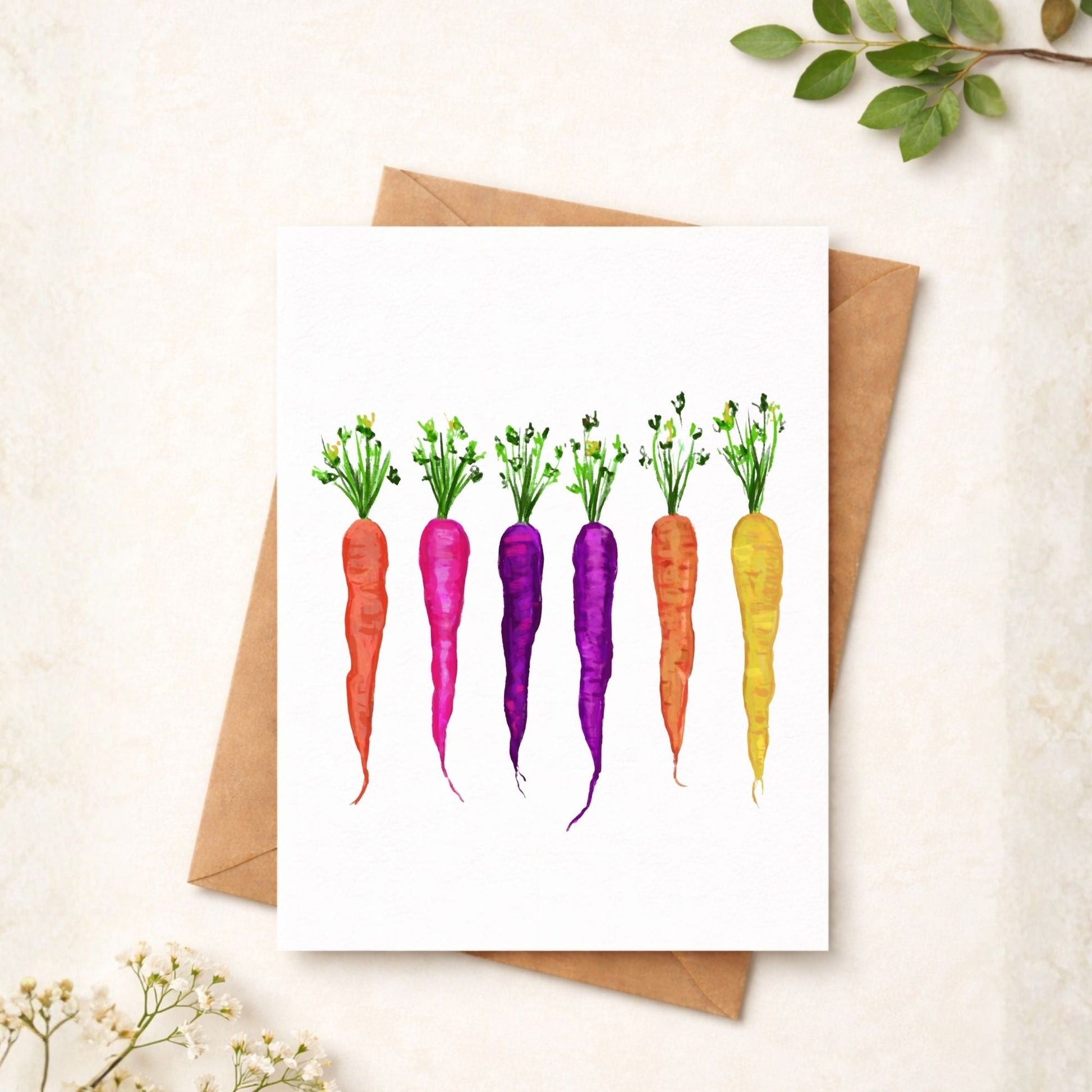 Rainbow Carrots Postcard - MerikaArt