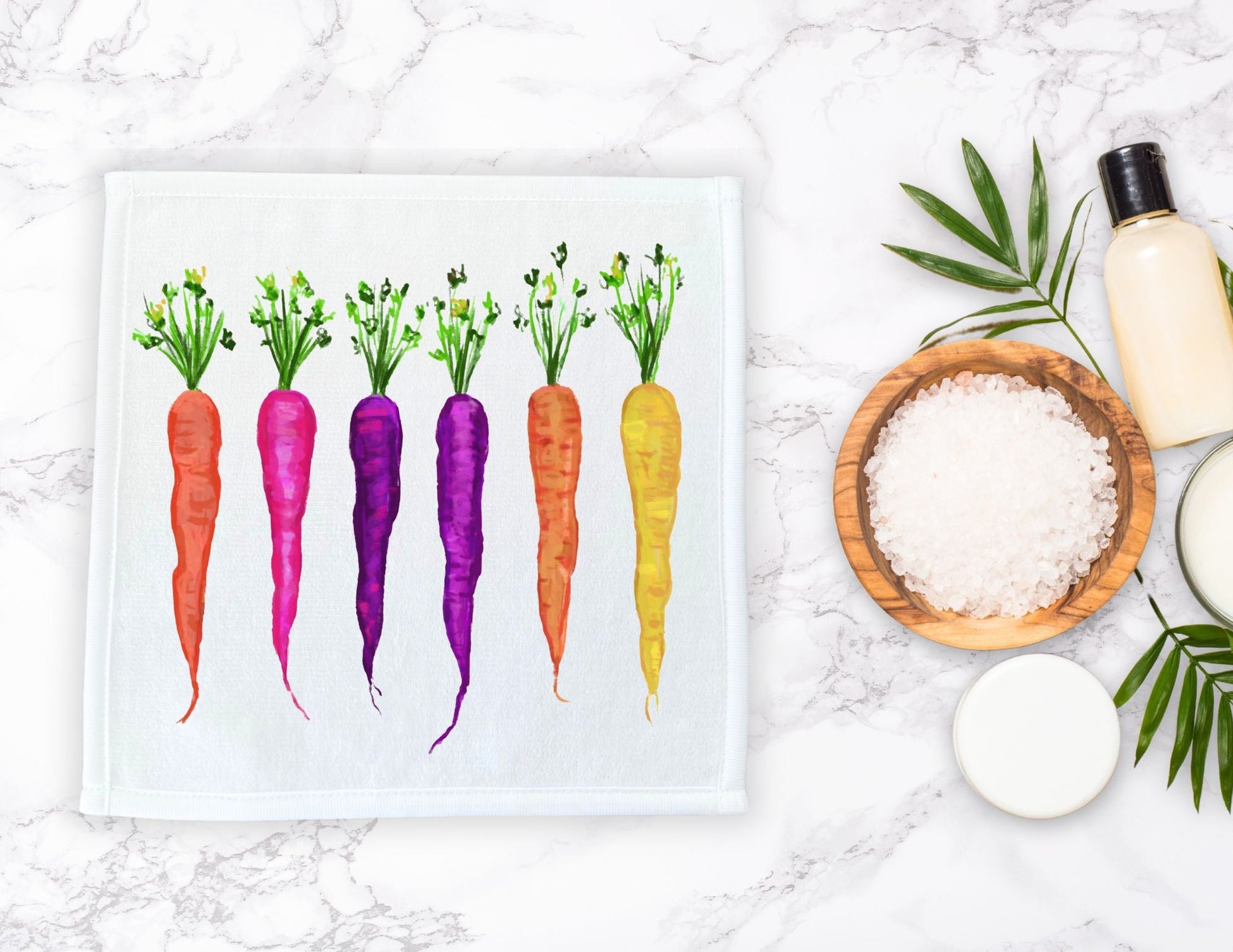 Rainbow Carrots Washcloth - MerikaArt