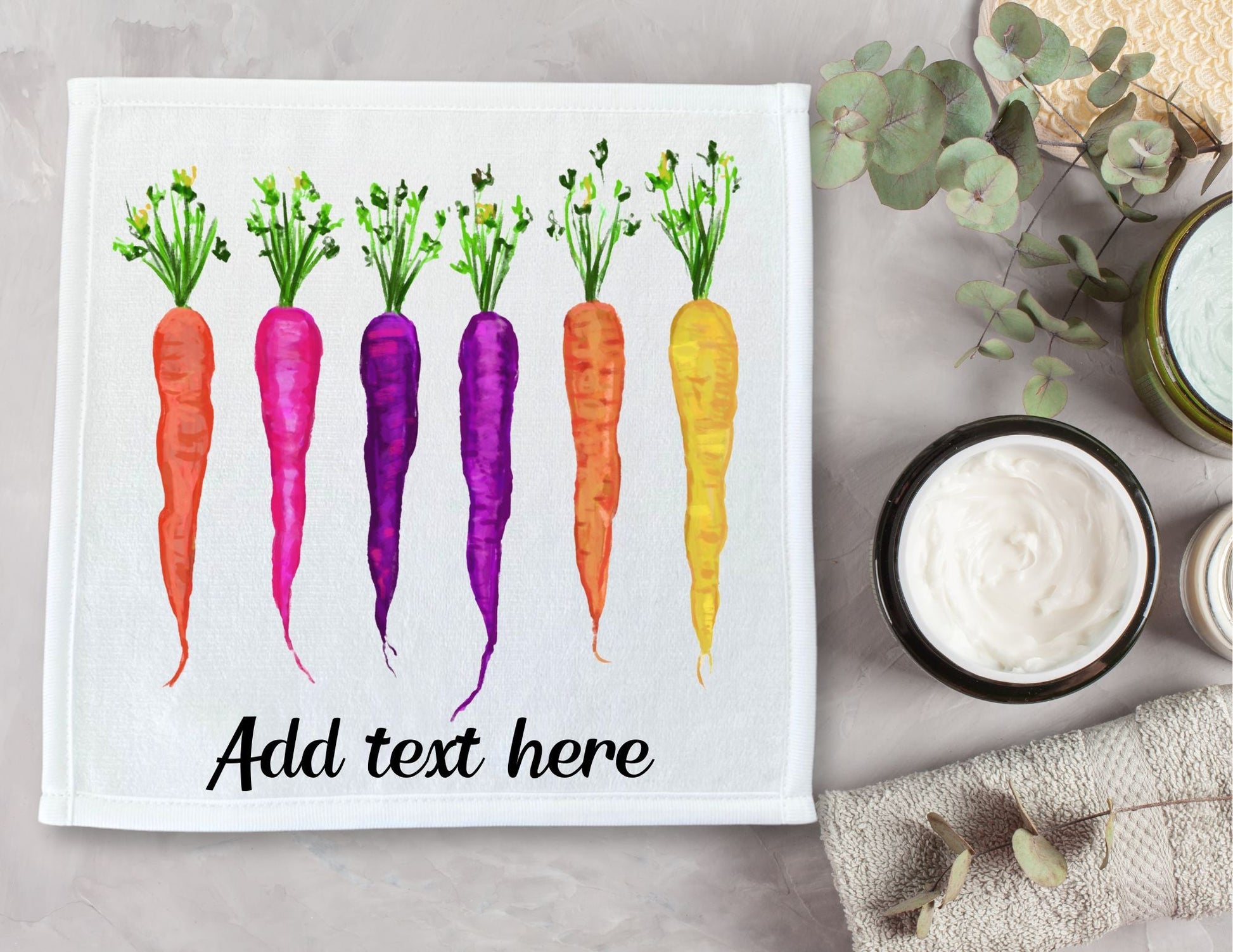 Rainbow Carrots Washcloth - MerikaArt