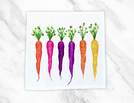 Rainbow Carrots Washcloth - MerikaArt