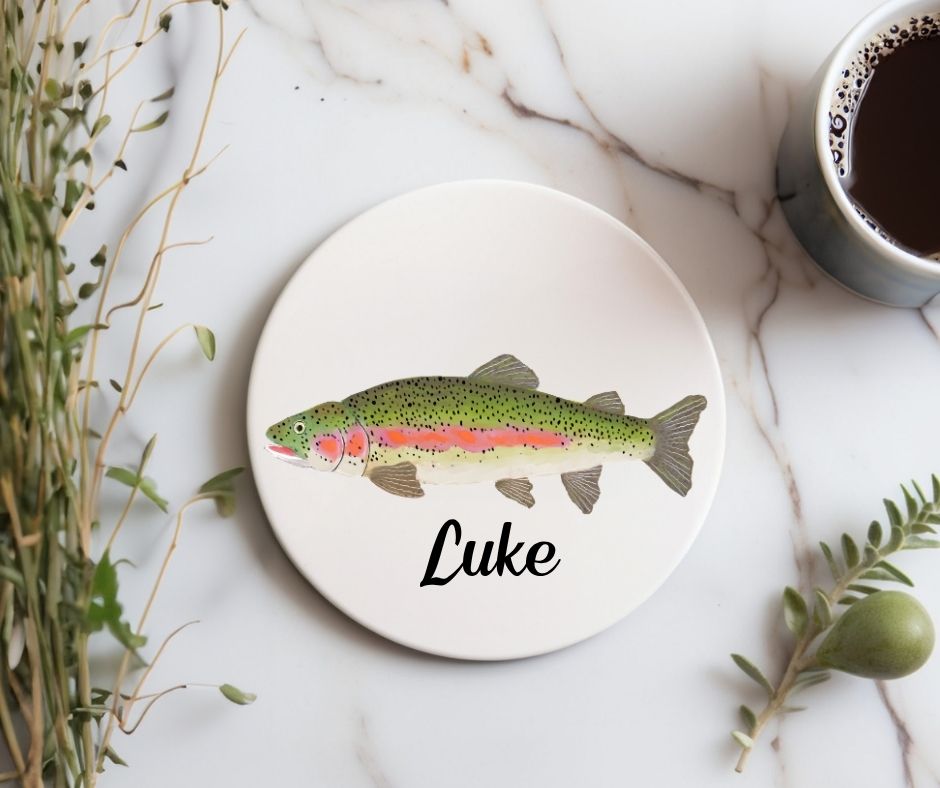 Rainbow Trout Ceramic Coaster - MerikaArt