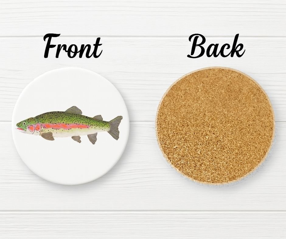 Rainbow Trout Ceramic Coaster - MerikaArt