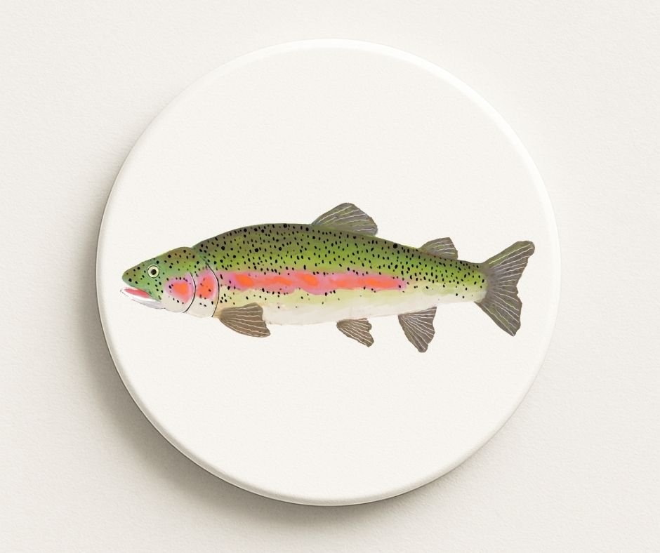 Rainbow Trout Ceramic Coaster - MerikaArt