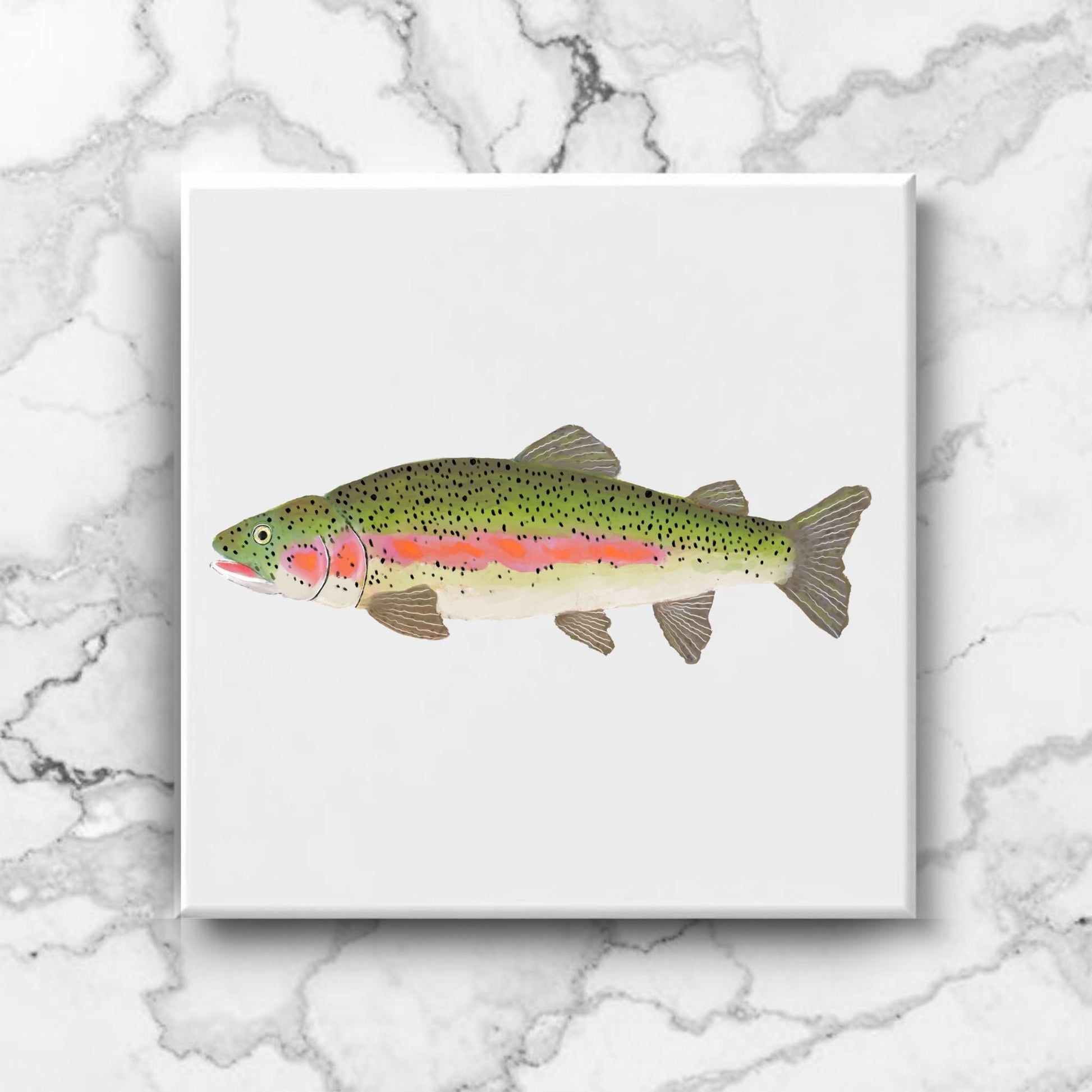 Rainbow Trout Ceramic Tile – Handcrafted Freshwater Fishing Decor - MerikaArt