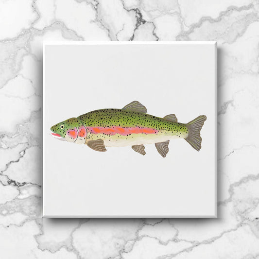 Rainbow Trout Ceramic Tile – Handcrafted Freshwater Fishing Decor - MerikaArt