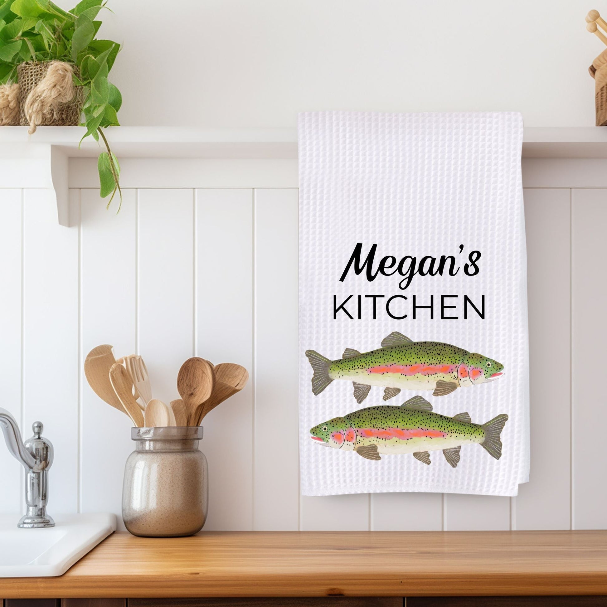 Rainbow Trout Kitchen Towel - MerikaArt