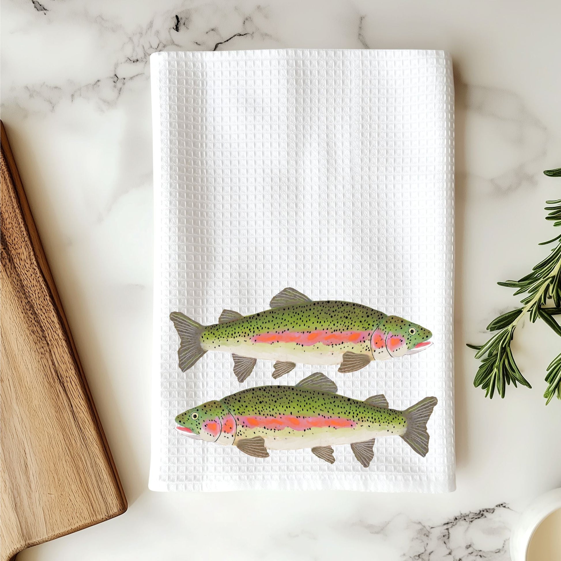 Rainbow Trout Kitchen Towel - MerikaArt