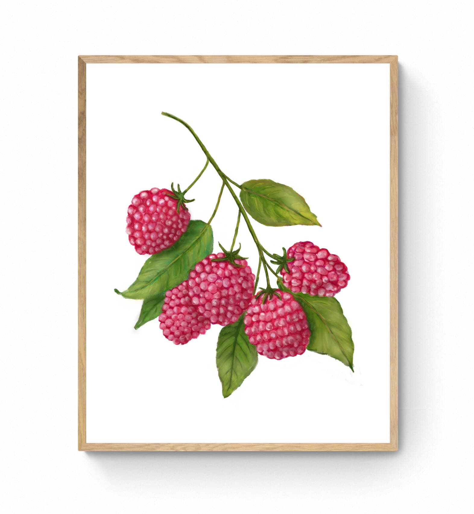 Raspberry Art Print, Raspberry Wall Art, Kitchen Wall Hanging, Dining Room Decor, Berry Painting, Fruit Illustration, Farmhouse Wall Decor - MerikaArt