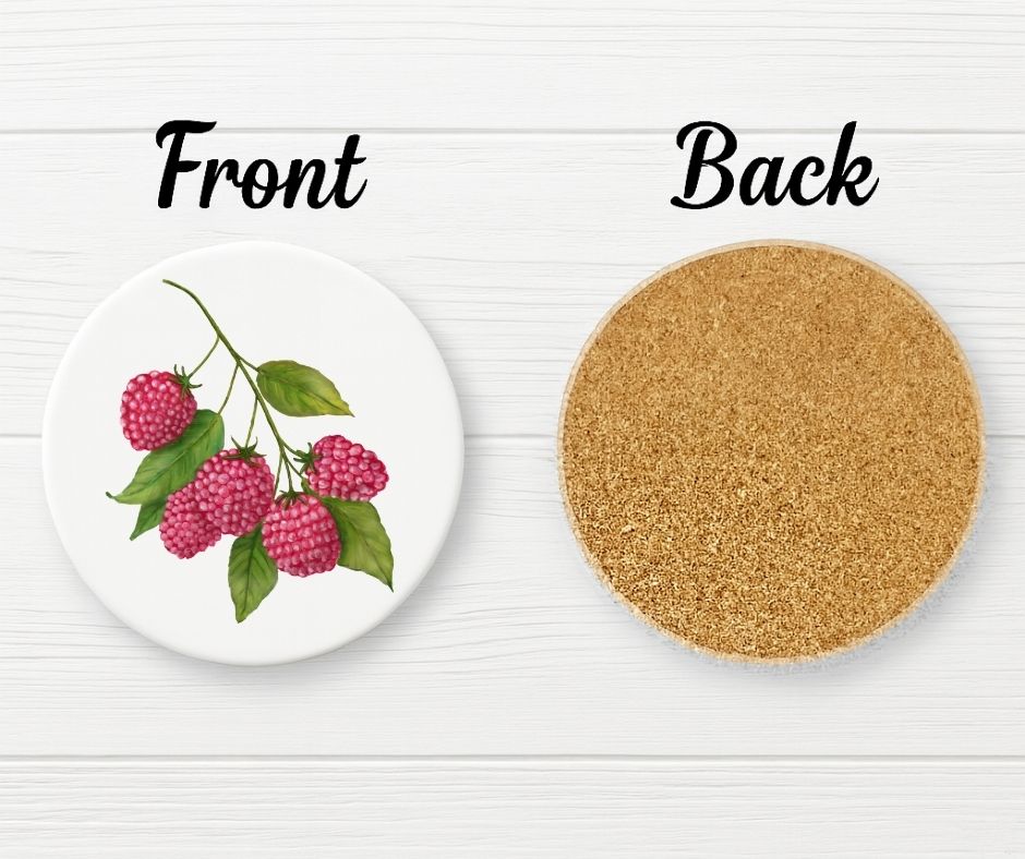 Raspberry Ceramic Coaster - MerikaArt