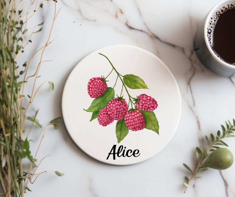 Raspberry Ceramic Coaster - MerikaArt