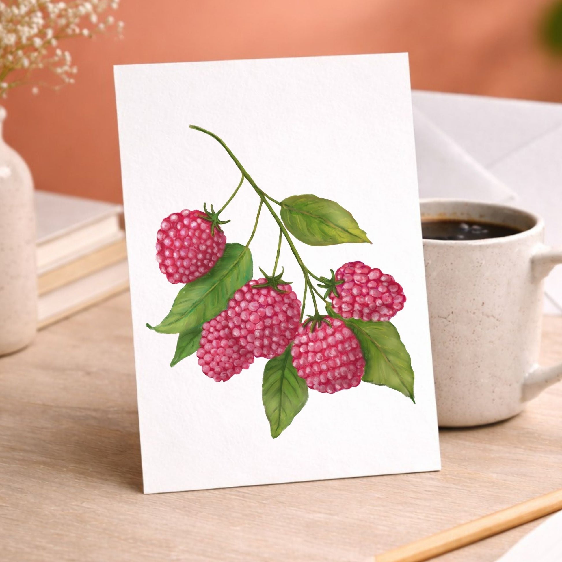 Raspberry Postcard - MerikaArt
