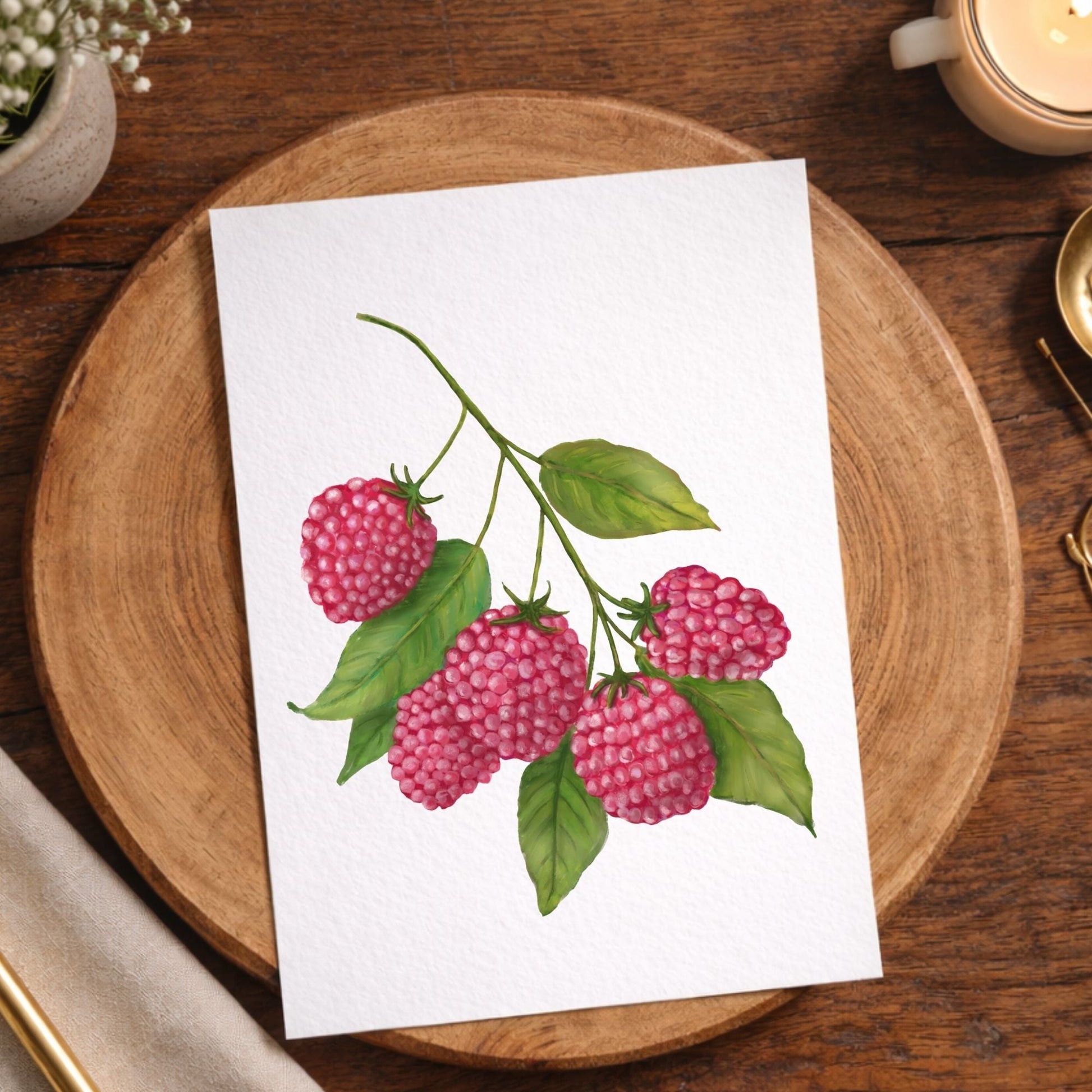 Raspberry Postcard - MerikaArt