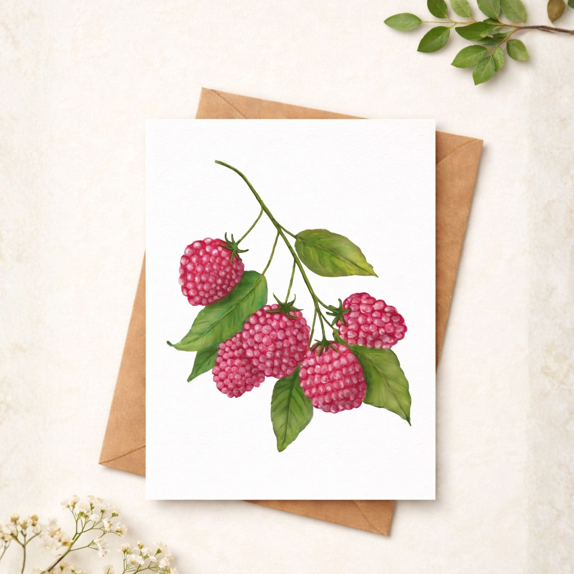 Raspberry Postcard - MerikaArt