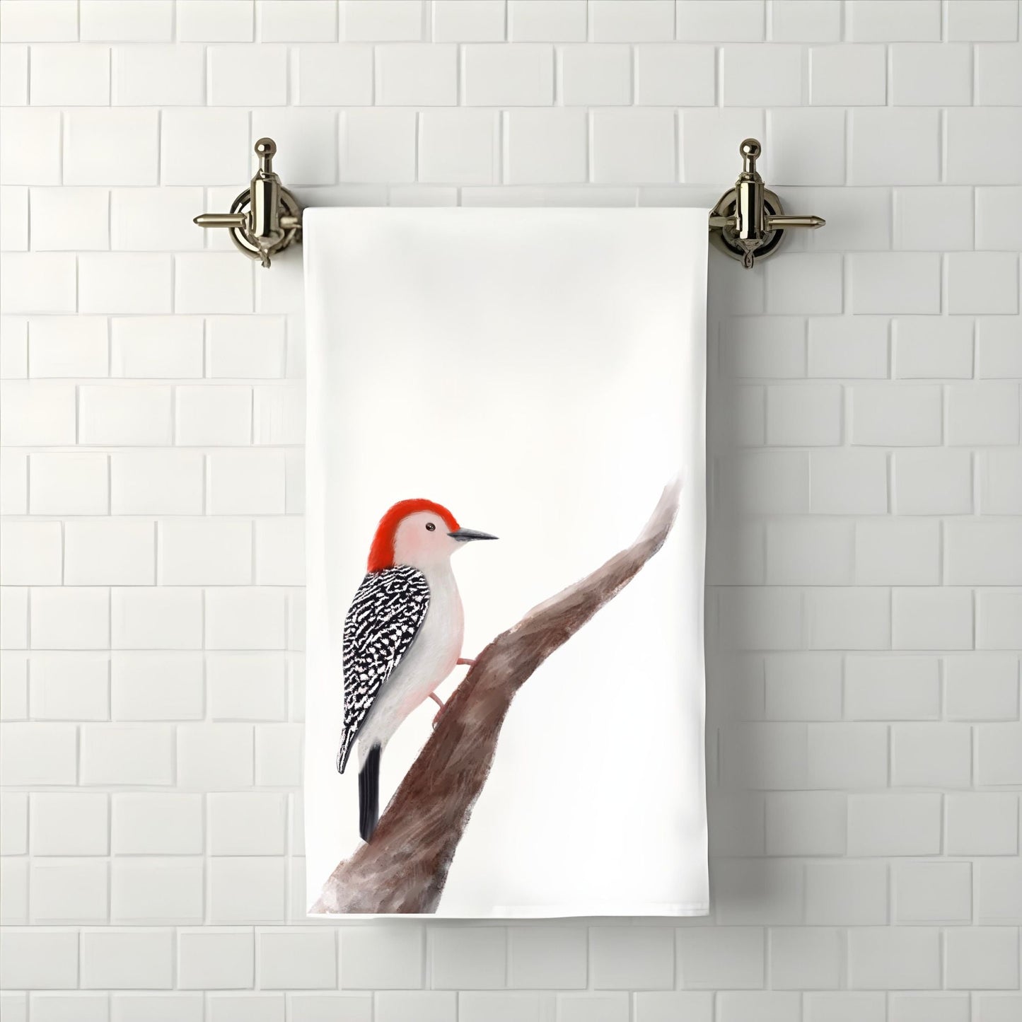 Red - bellied Woodpecker Bathroom Towel - MerikaArt