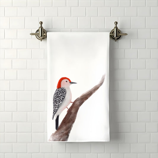 Red - bellied Woodpecker Bathroom Towel - MerikaArt