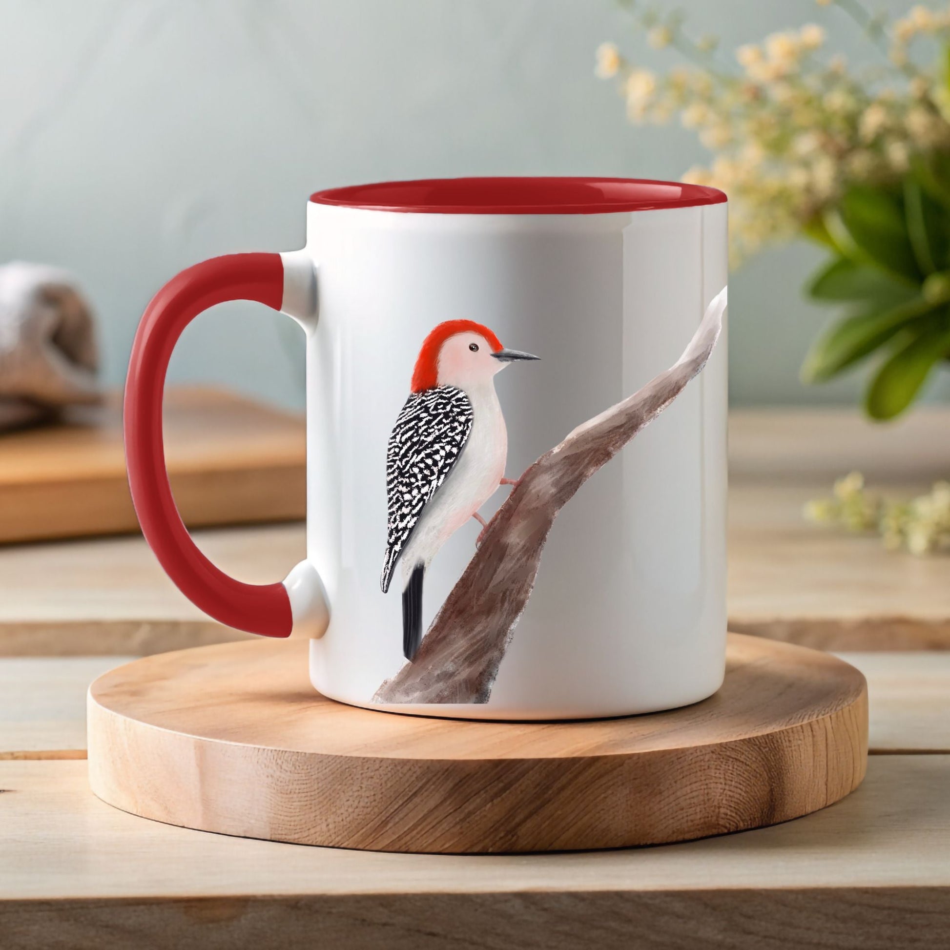 Red - Bellied Woodpecker Ceramic Coffee Mug - MerikaArt