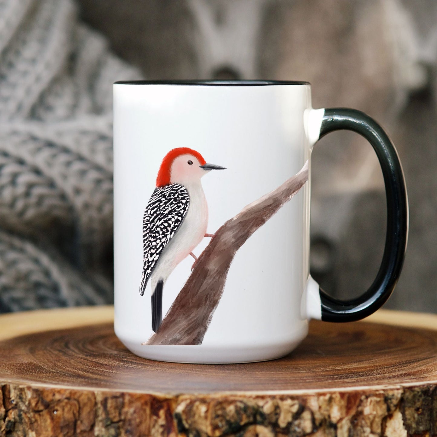 Red - Bellied Woodpecker Ceramic Coffee Mug - MerikaArt