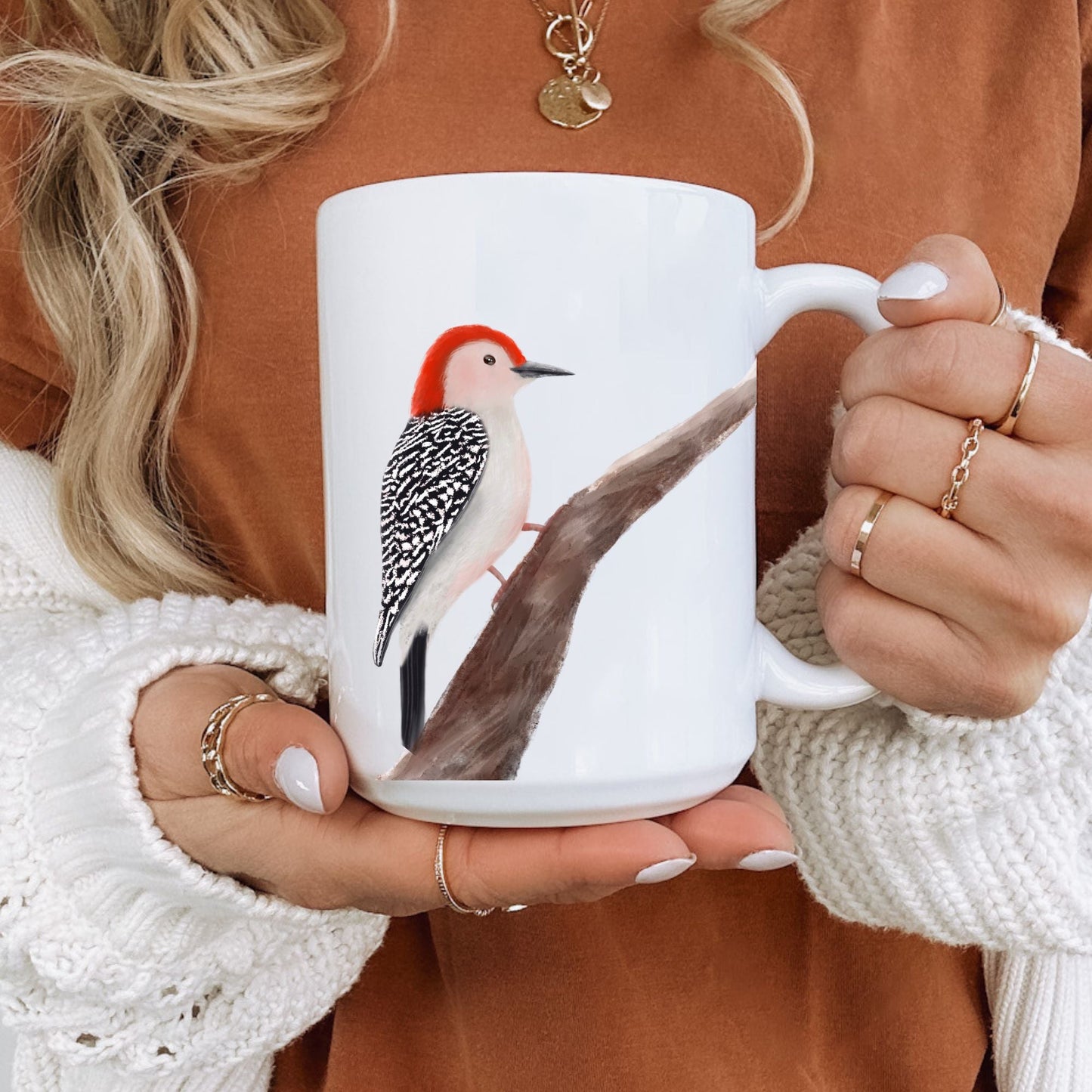 Red - Bellied Woodpecker Ceramic Coffee Mug - MerikaArt