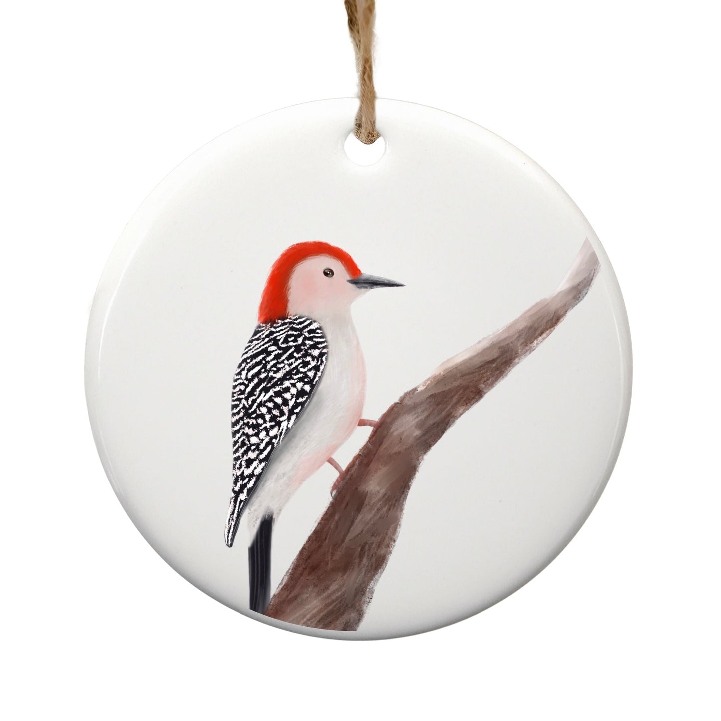 Red - Bellied Woodpecker Ceramic Ornament - MerikaArt