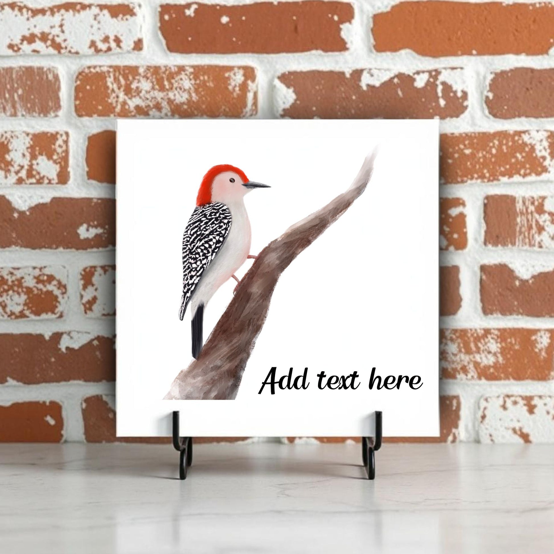 Red - Bellied Woodpecker Ceramic Tile – Handcrafted Bird Lover Artwork - MerikaArt