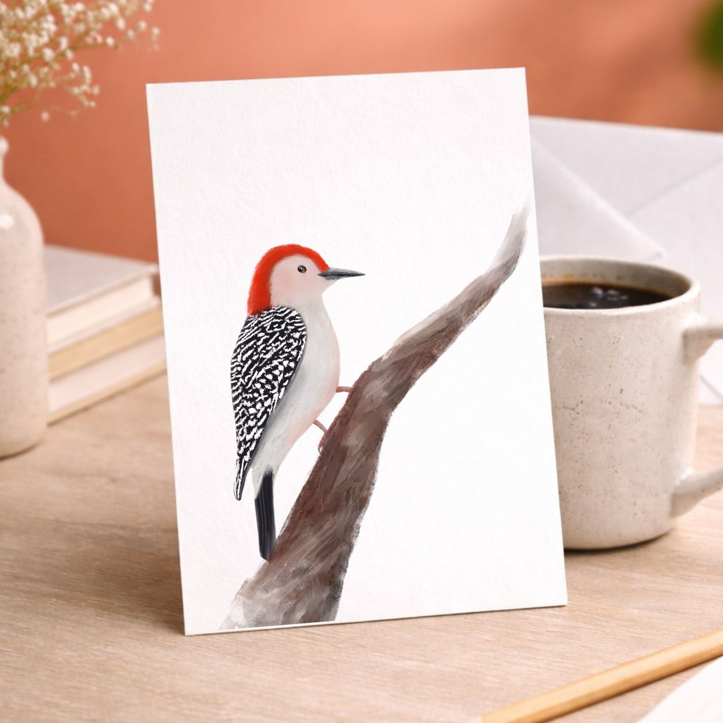 Red - bellied Woodpecker Postcard - MerikaArt