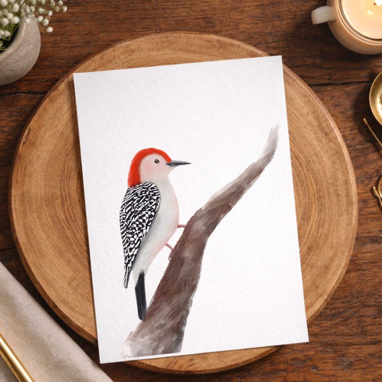 Red - bellied Woodpecker Postcard - MerikaArt