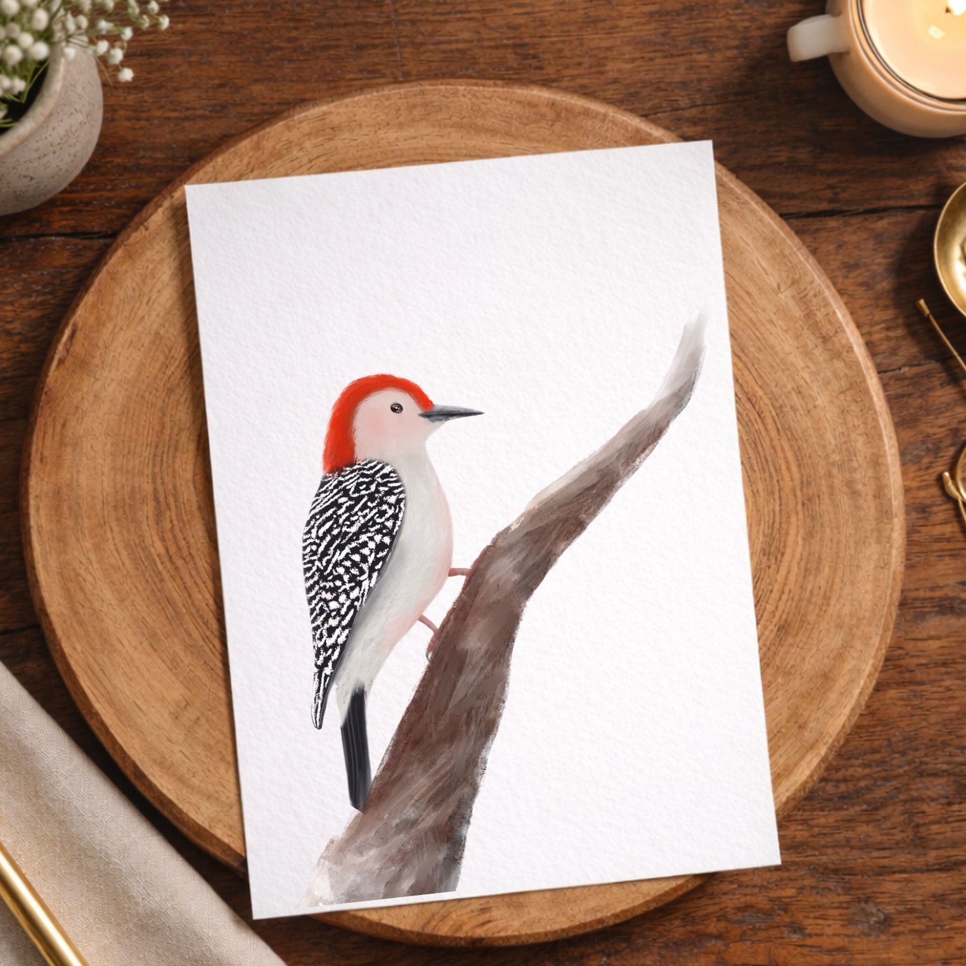 Red - bellied Woodpecker Postcard - MerikaArt