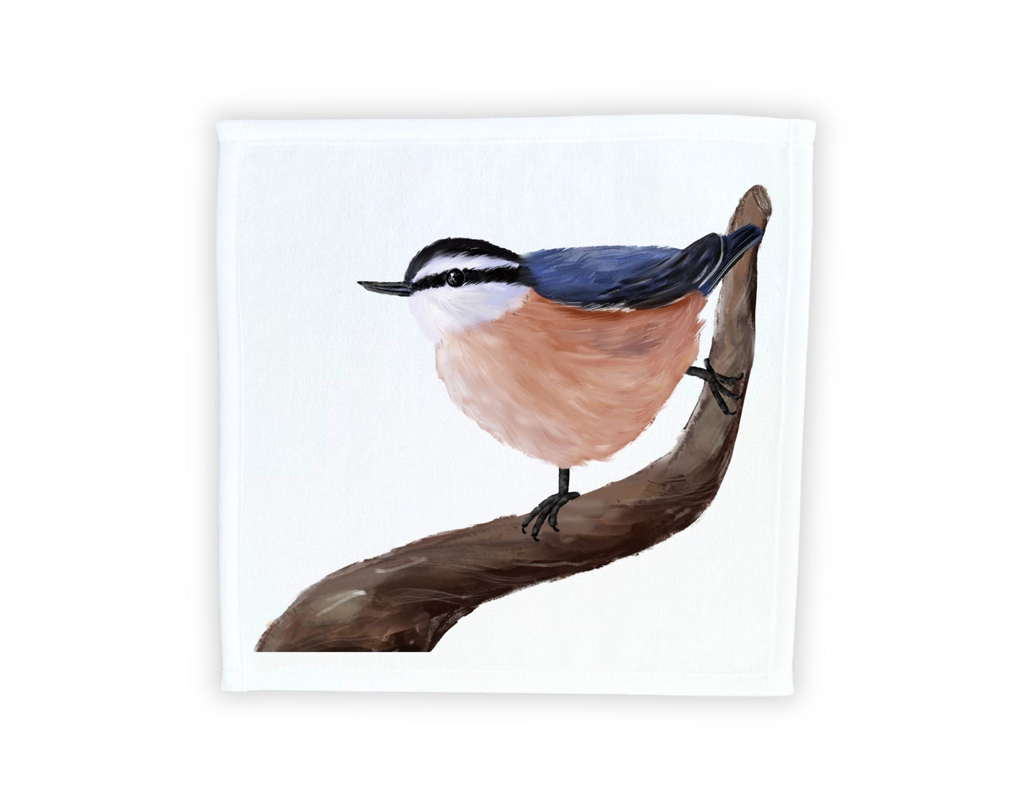 Red - Breasted Nuthatch Bird Washcloth - MerikaArt