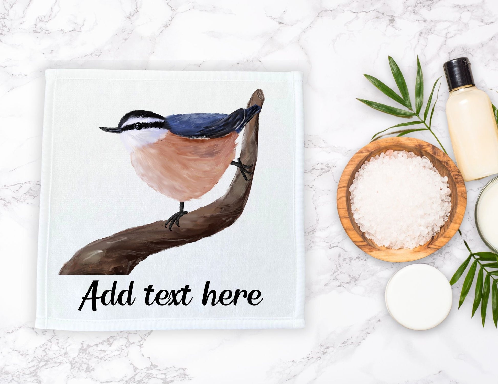 Red - Breasted Nuthatch Bird Washcloth - MerikaArt