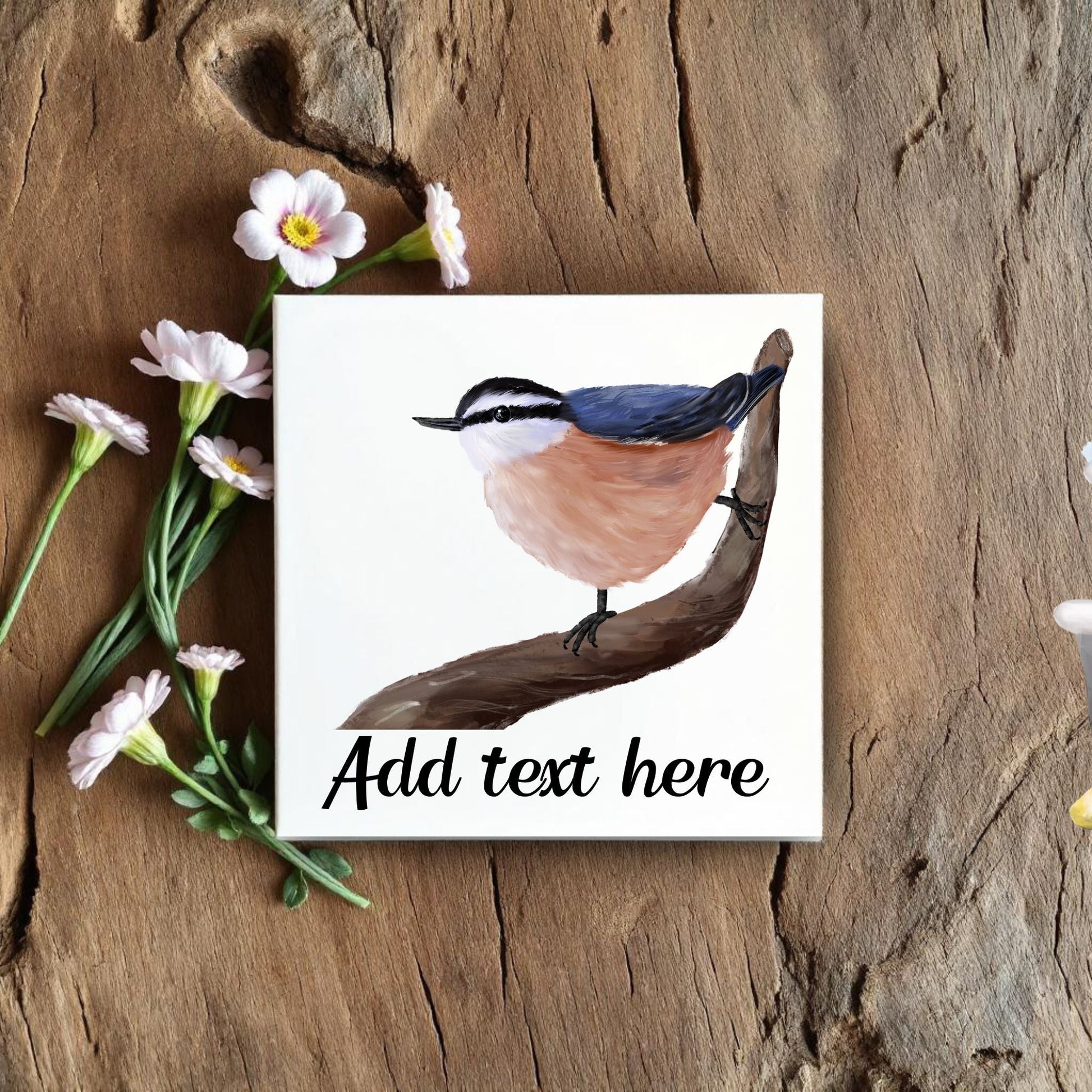 Red - Breasted Nuthatch Ceramic Tile - MerikaArt