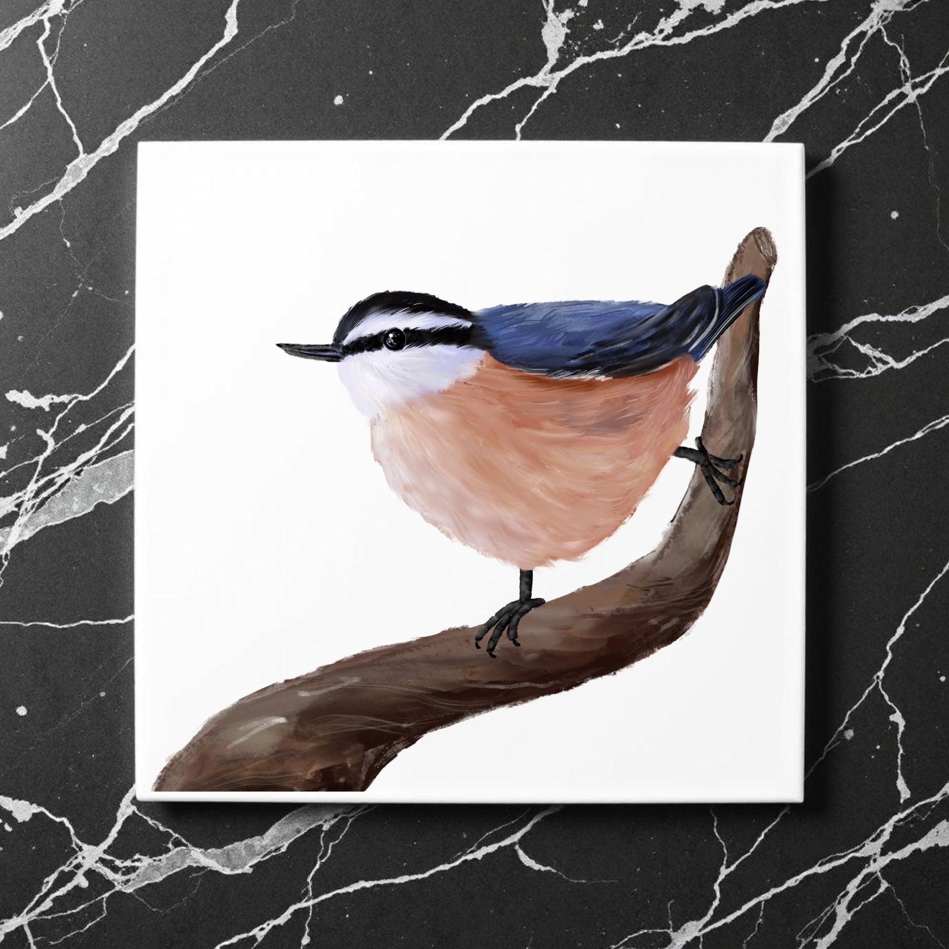 Red - Breasted Nuthatch Ceramic Tile - MerikaArt