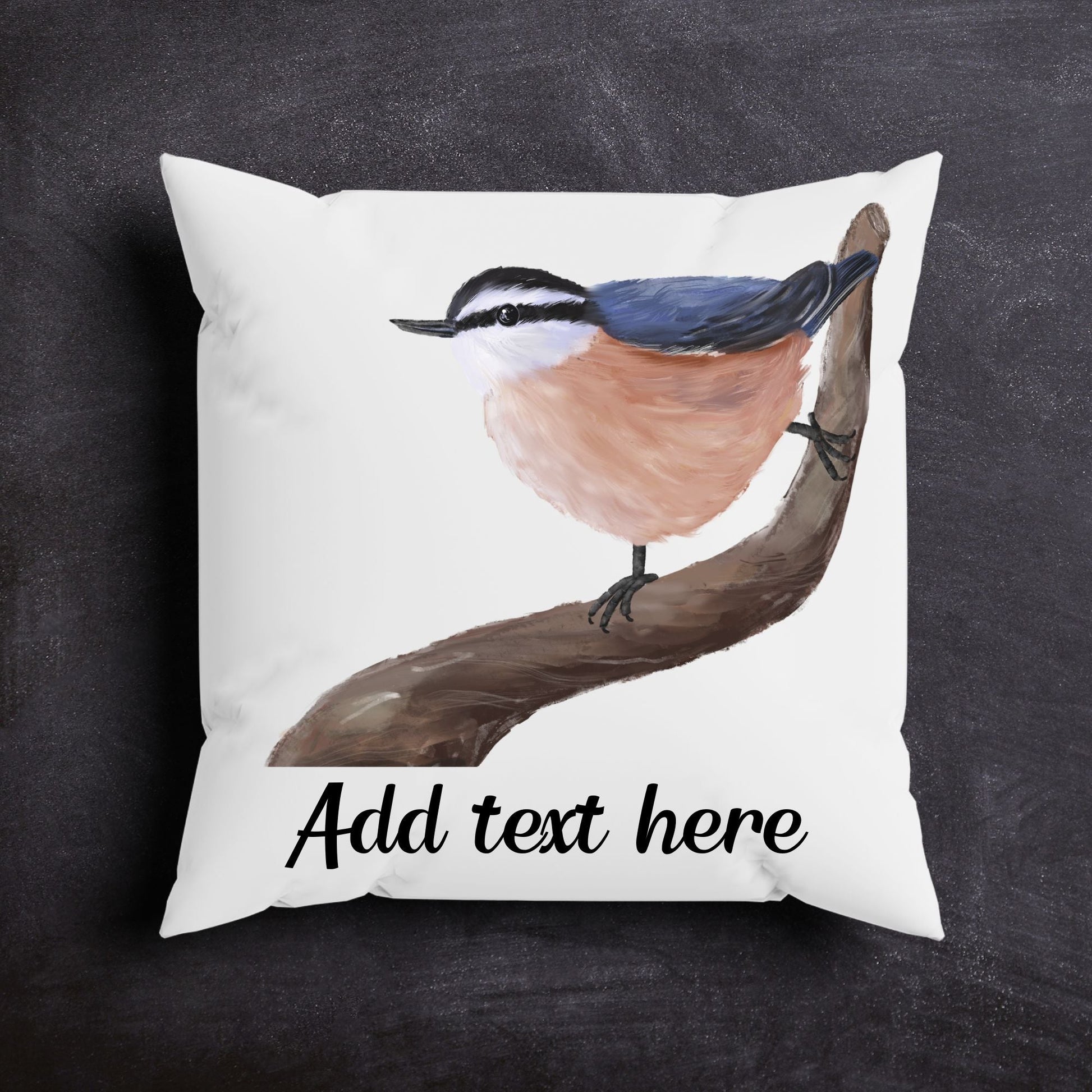 Red Breasted Nuthatch Decorative Pillow - MerikaArt