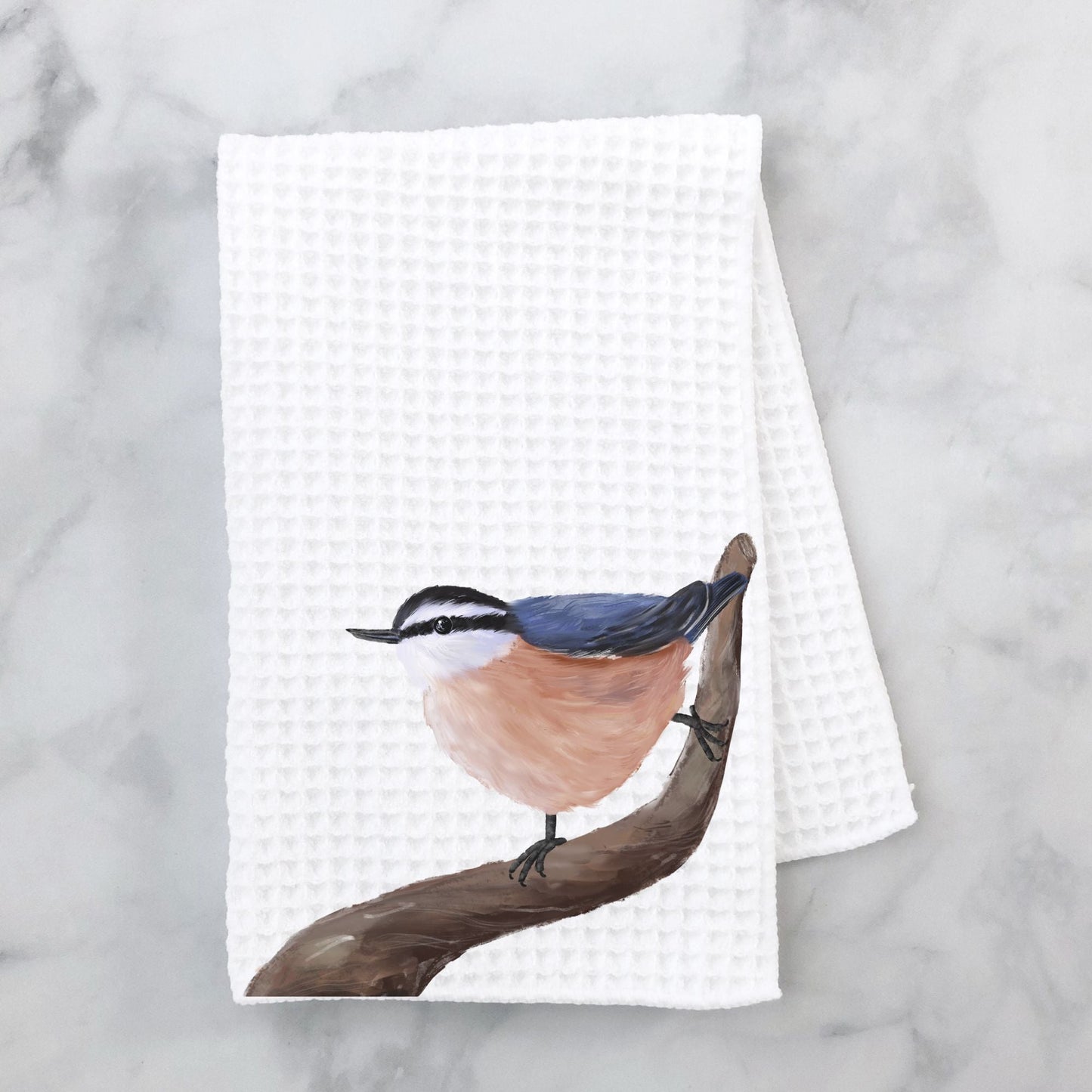 Red - breasted Nuthatch Kitchen Towel - MerikaArt